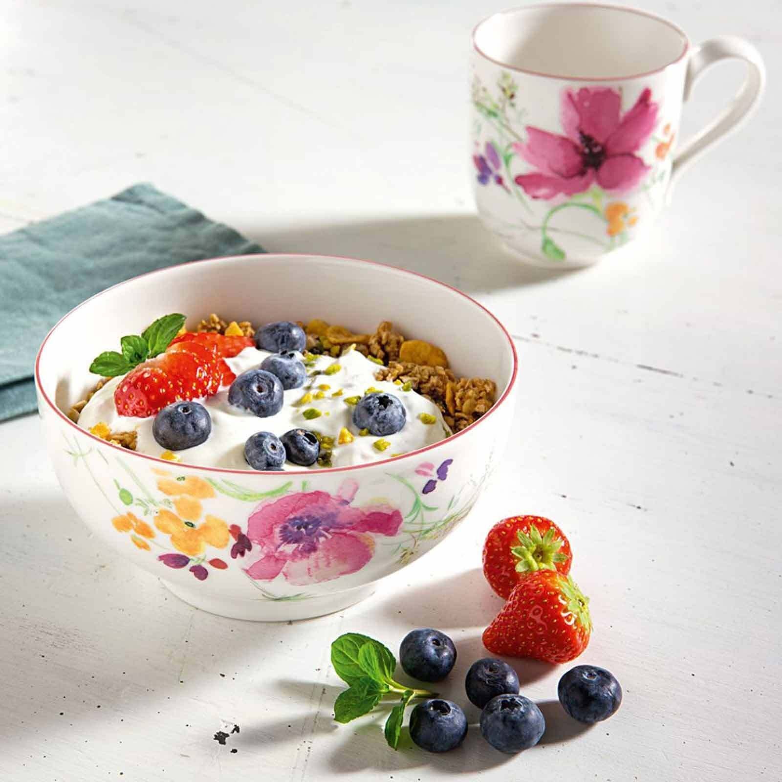 Villeroy & Boch Frühstücks-Geschirrset Mariefleur Basic Frühstücks-Set 12er Set (12-tlg), 4 Personen, Porzellan