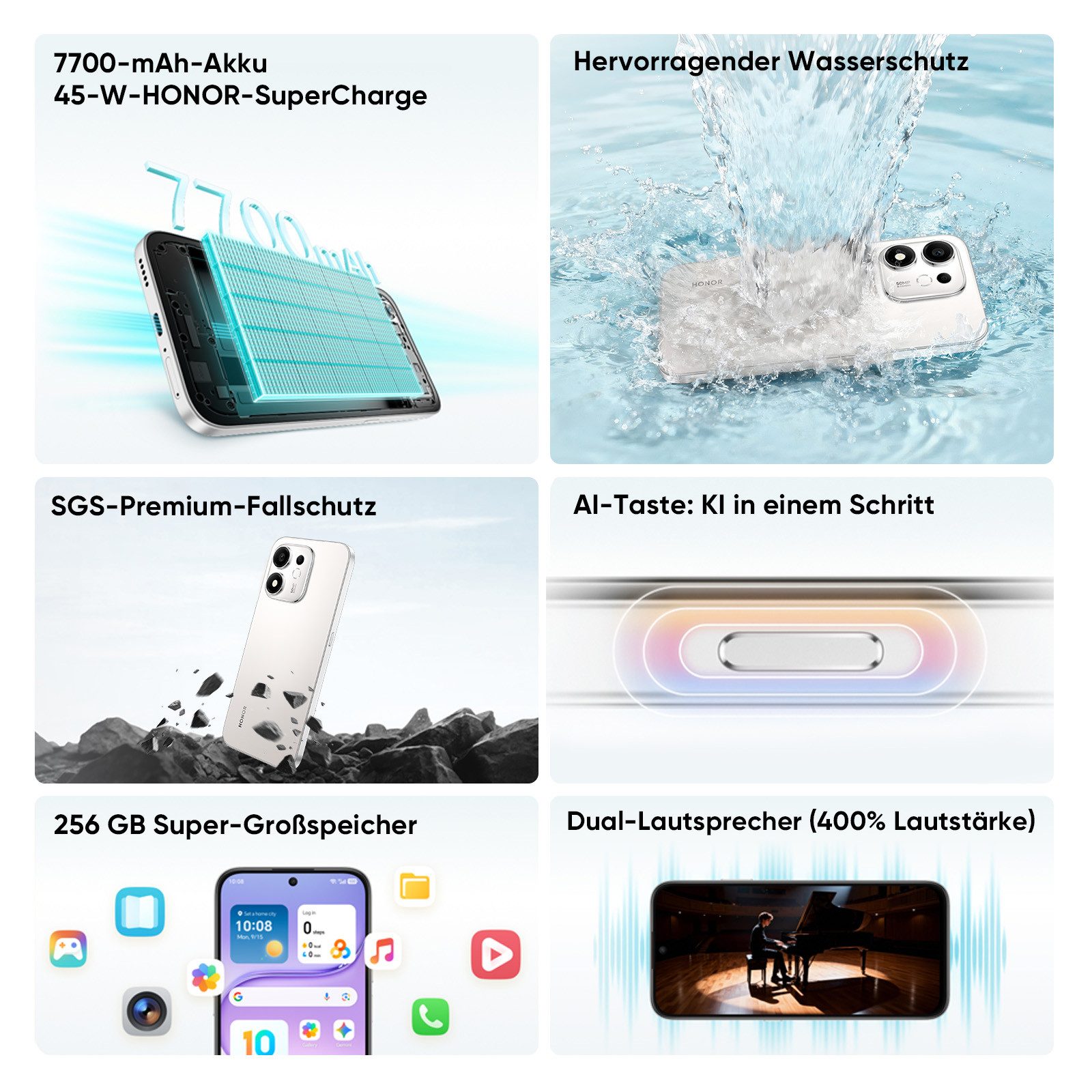 Honor HONOR 600 Smart 5G Smartphone 7700mAh Akku 45W SuperCharge AI-Taste Smartphone (128 GB Speicherplatz) – Bild 2 von 5