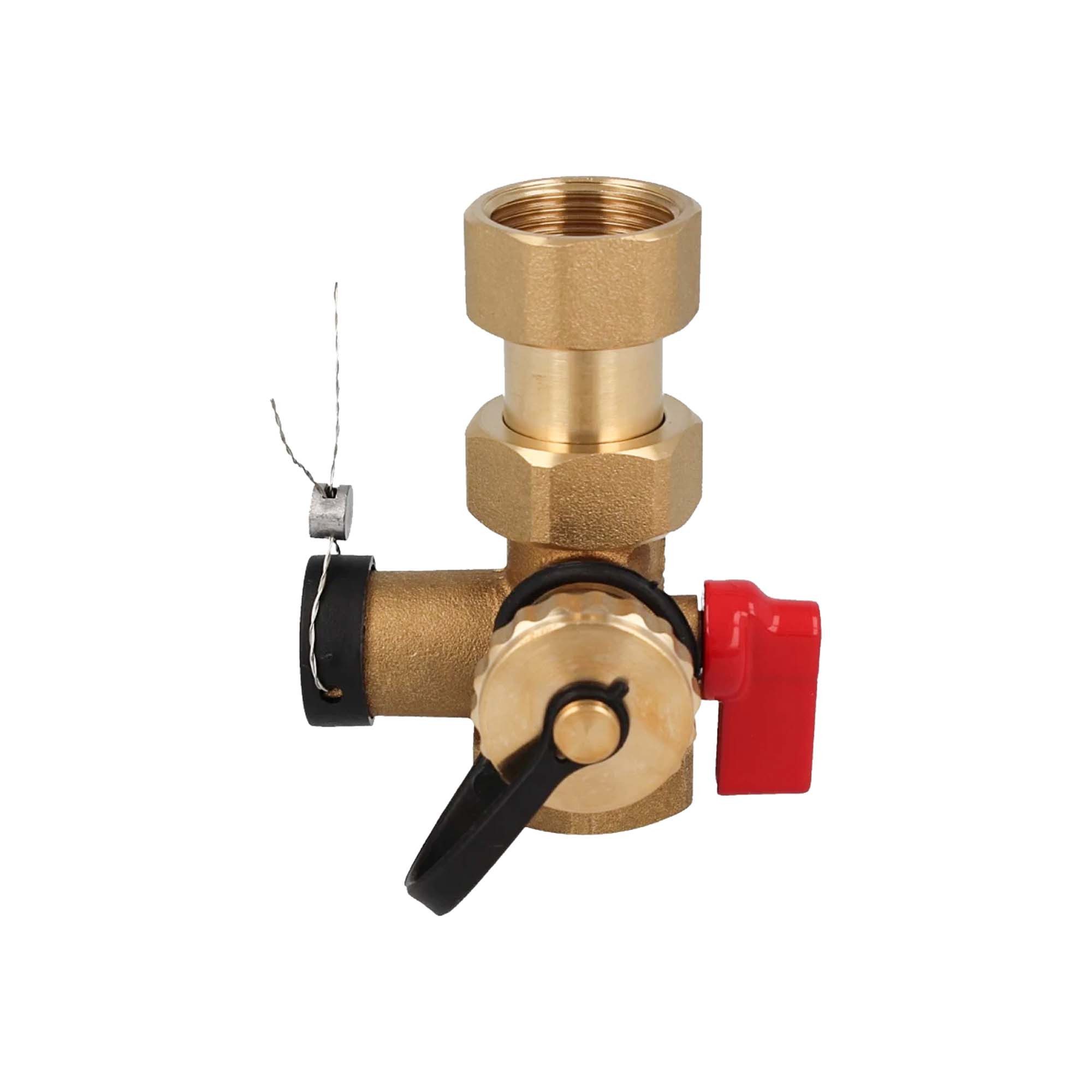 tecuro Absperrventil Messing-Kappenventil DN 20, mit Plombiervorrichtung und KFE-Hahn