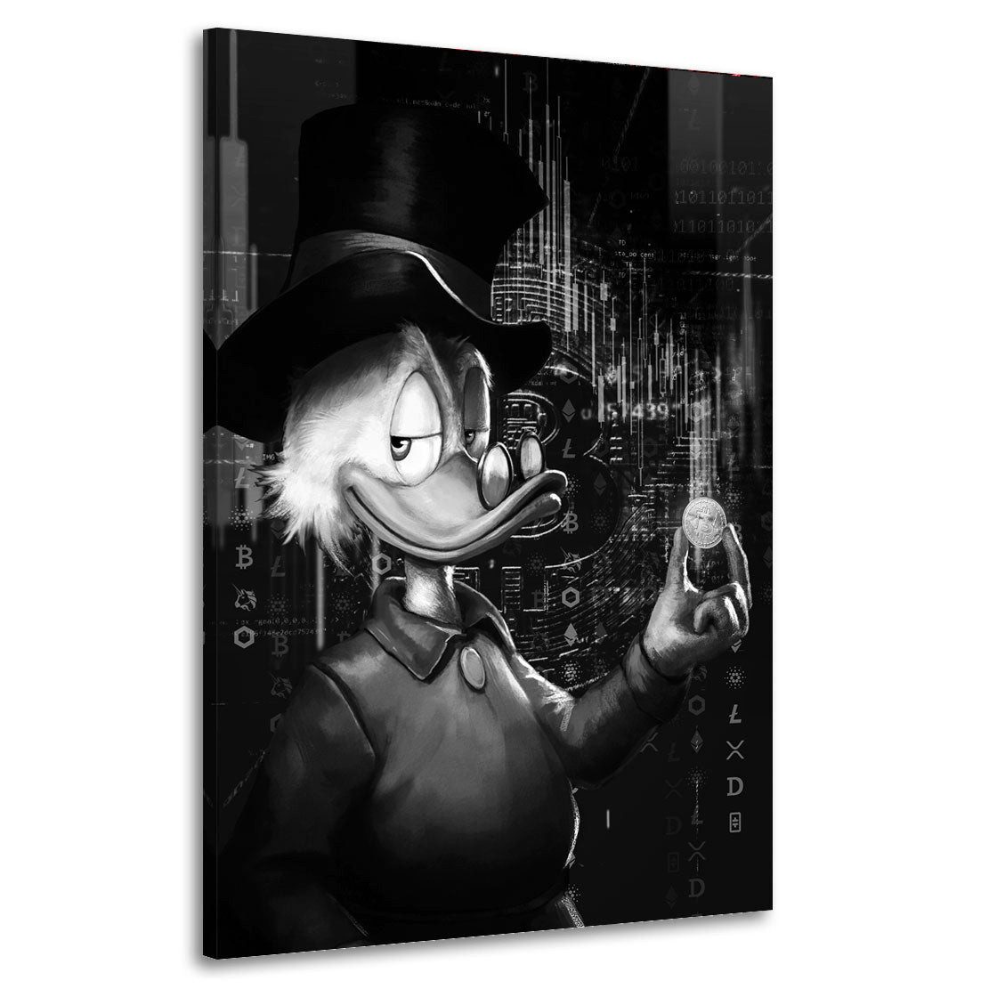 Artedinoi Leinwandbild Dagobert Pop Art Comic Wandbild Leinwandbild Deko XL Kunst, Dagobert-Ente, Comic-Porträt