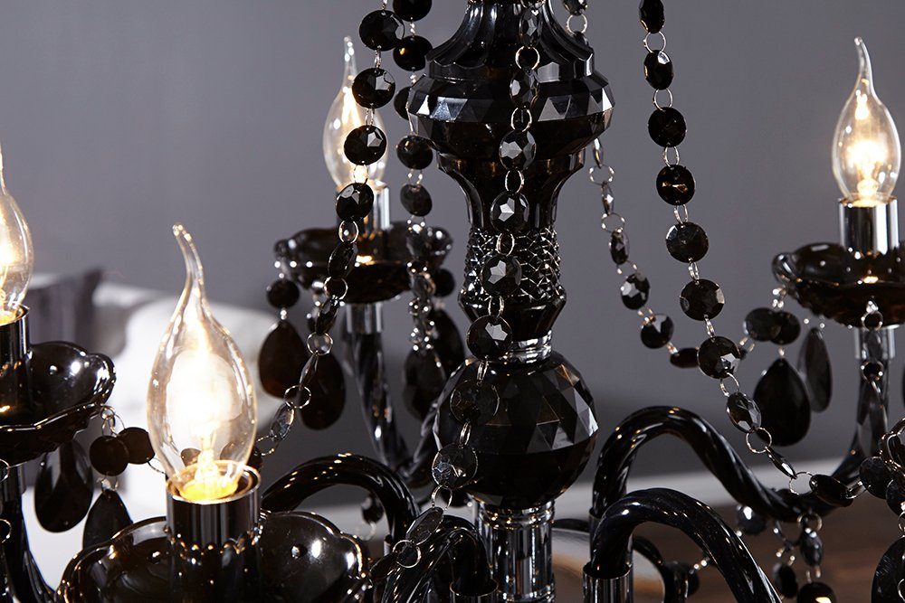 Kronleuchter schwarz, BLACK · 55cm Leuchtmittel, Hängelampe · · Wohnzimmer ohne Design CRYSTAL riess-ambiente Acryl · Barock Schlafzimmer