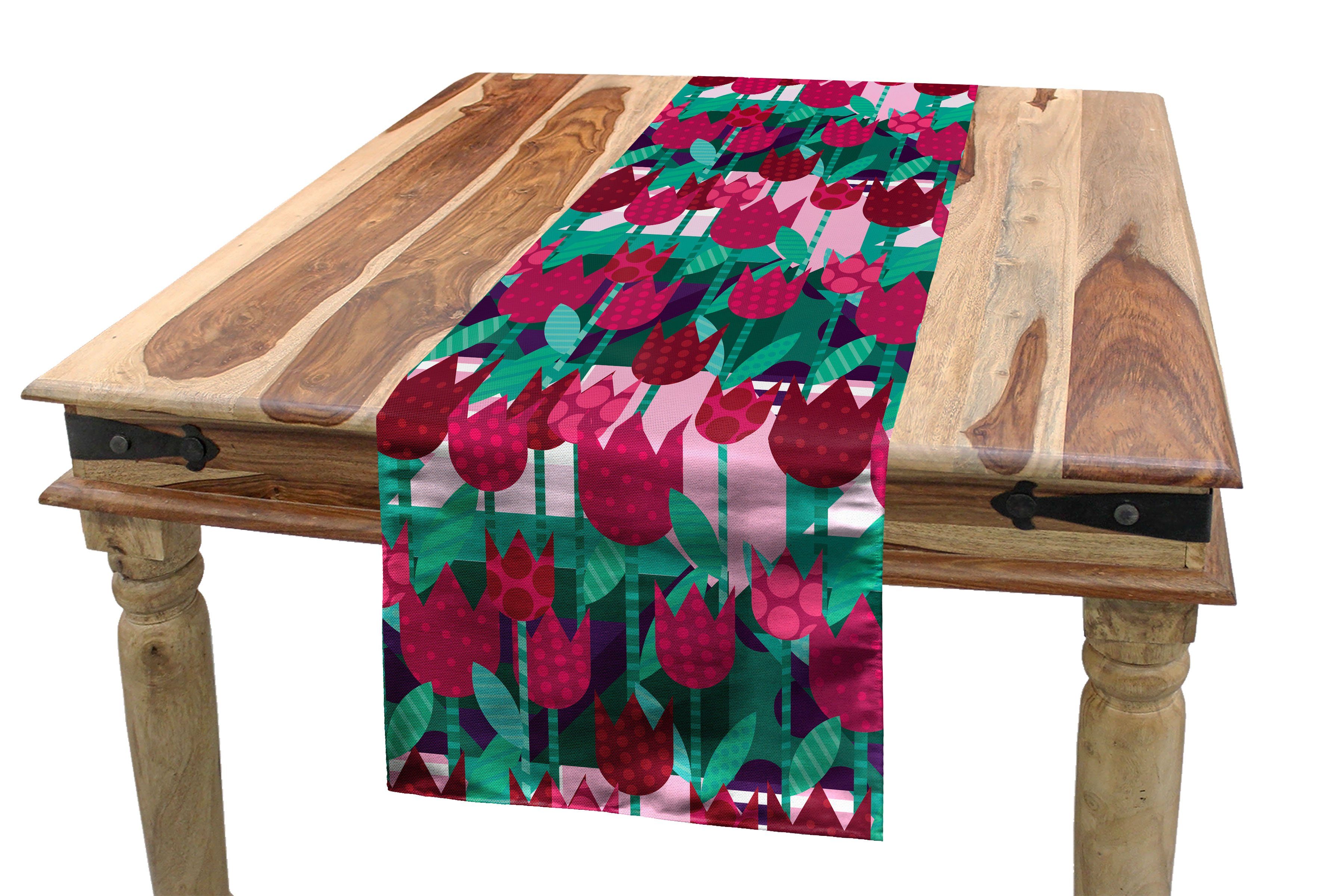 Abakuhaus Tischläufer Esszimmer Küche Rechteckiger Dekorativer Tischläufer, Blumen Abstrakte Tulpen Blumen