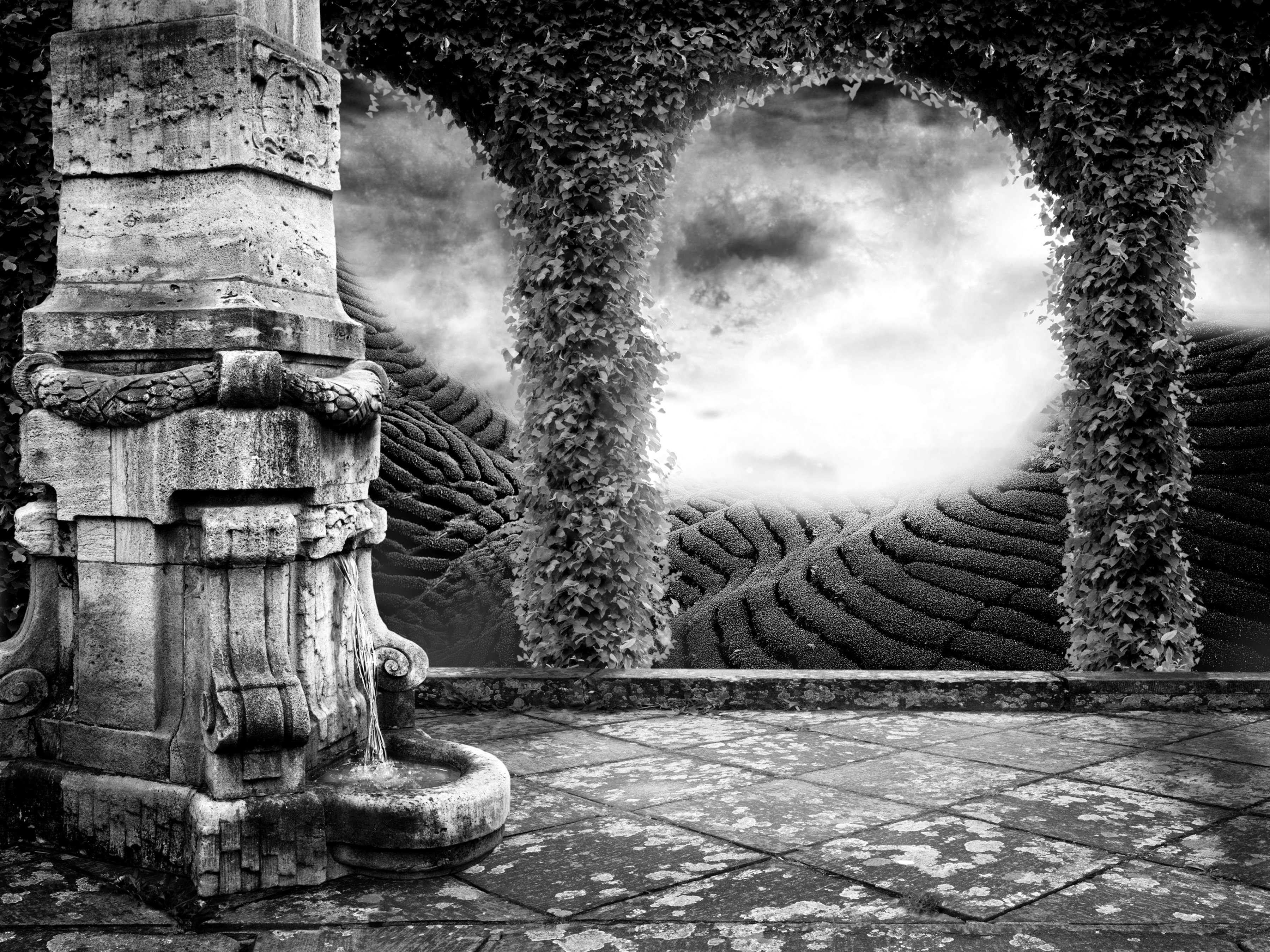 Weiß Papermoon & Schwarz Fototapete Tempel