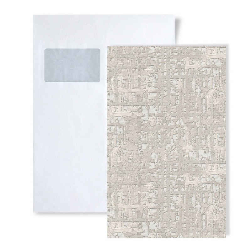 Profhome Prägetapete S-DE120092-DI, schimmernd, abstrakt, Textil-Optik, (1 Musterblatt, ca. A5-A4), weiß, hell-grau
