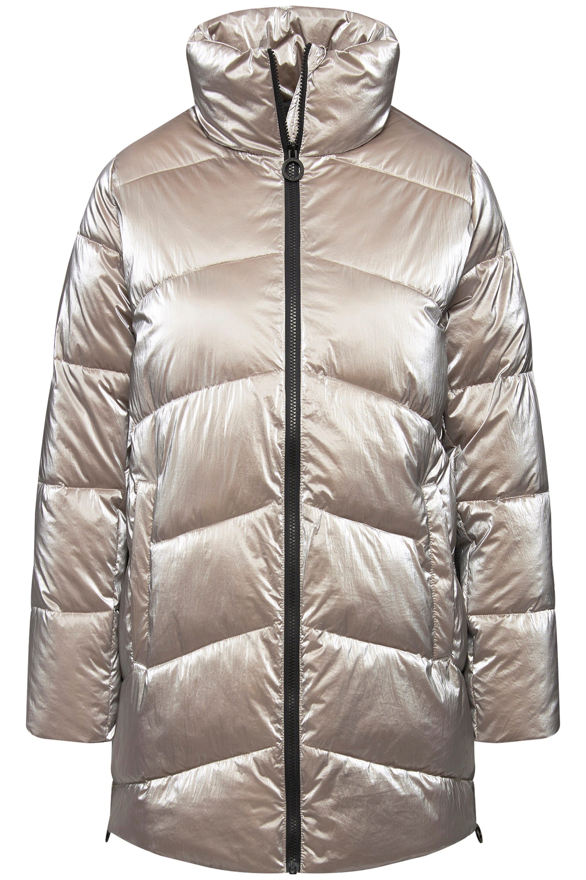 Ulla Popken Steppjacke Long-Steppjacke Saum-Zipper A-Linie Stehkragen günstig online kaufen