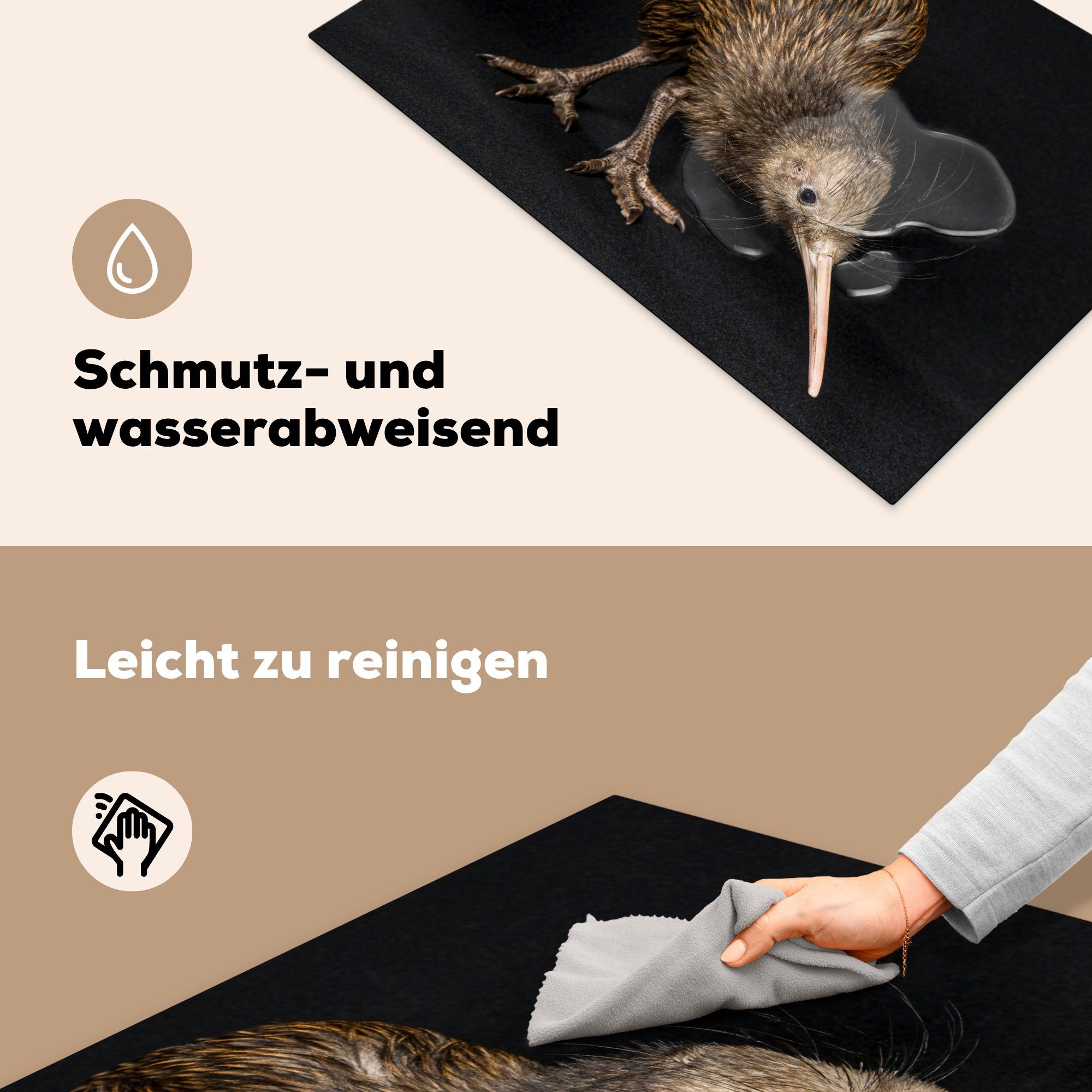 Kiwi Ceranfeldabdeckung Induktionskochfeld - Vogel die Schwarz, MuchoWow Herdblende-/Abdeckplatte tlg), küche, (1 81x52 cm, für - Schutz Vinyl,
