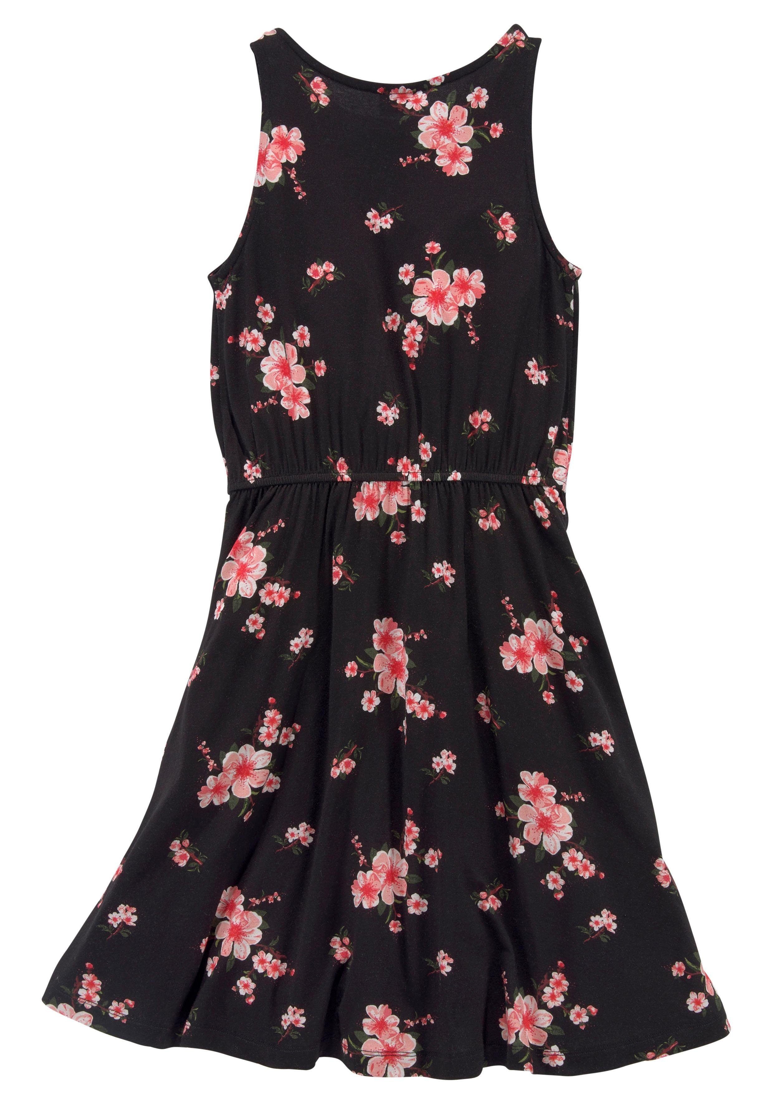 KIDSWORLD Jerseykleid für Mädchen sommerlich, kniefrei, floral, aus Viskosemischung, ärmellos