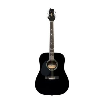 Stagg Konzertgitarre SA20D LH-BK Dreadnought Akustikgitarre mit Decke aus Lindenholz, Li...