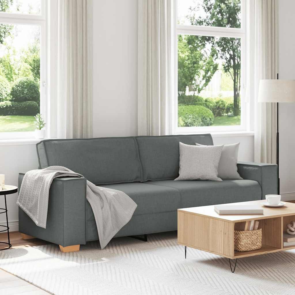 vidaXL Sofa 3-Sitzer-Sofa Dunkelgrau 220x78x84 cm Stoff, 1 Teile – Bild 2 von 5