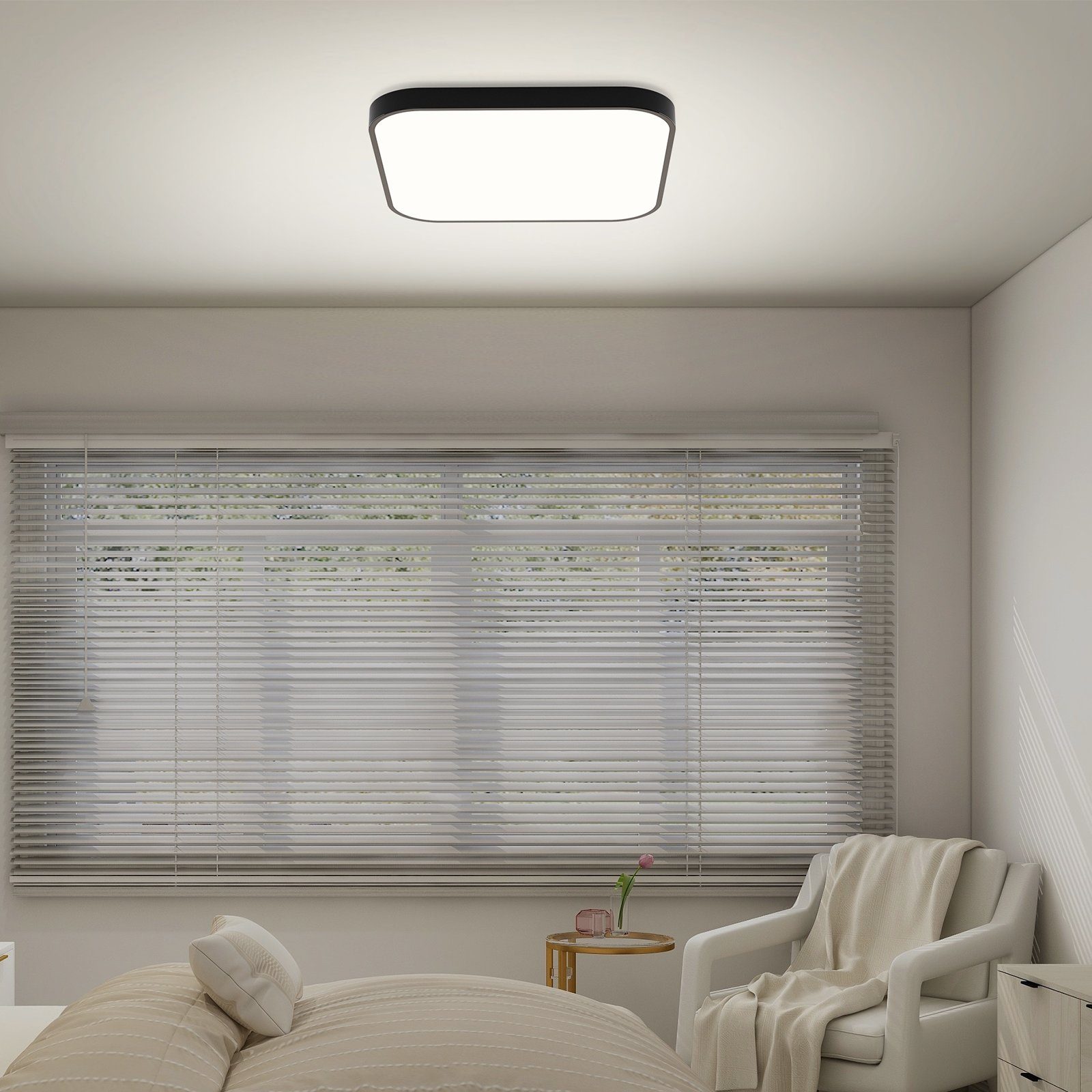Nettlife LED Deckenleuchte Panel Flach Küche Warmweiß, Decklampe integriert, IP44, wasserdicht, Schlafzimmer Schwarz Wohnzimmer 27cm für fest 19W LED