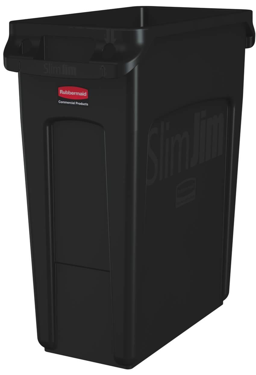 Rubbermaid Mülltrennsystem Rubbermaid Slim Jim® mit Belüftungskanälen, 61 l, schwarz