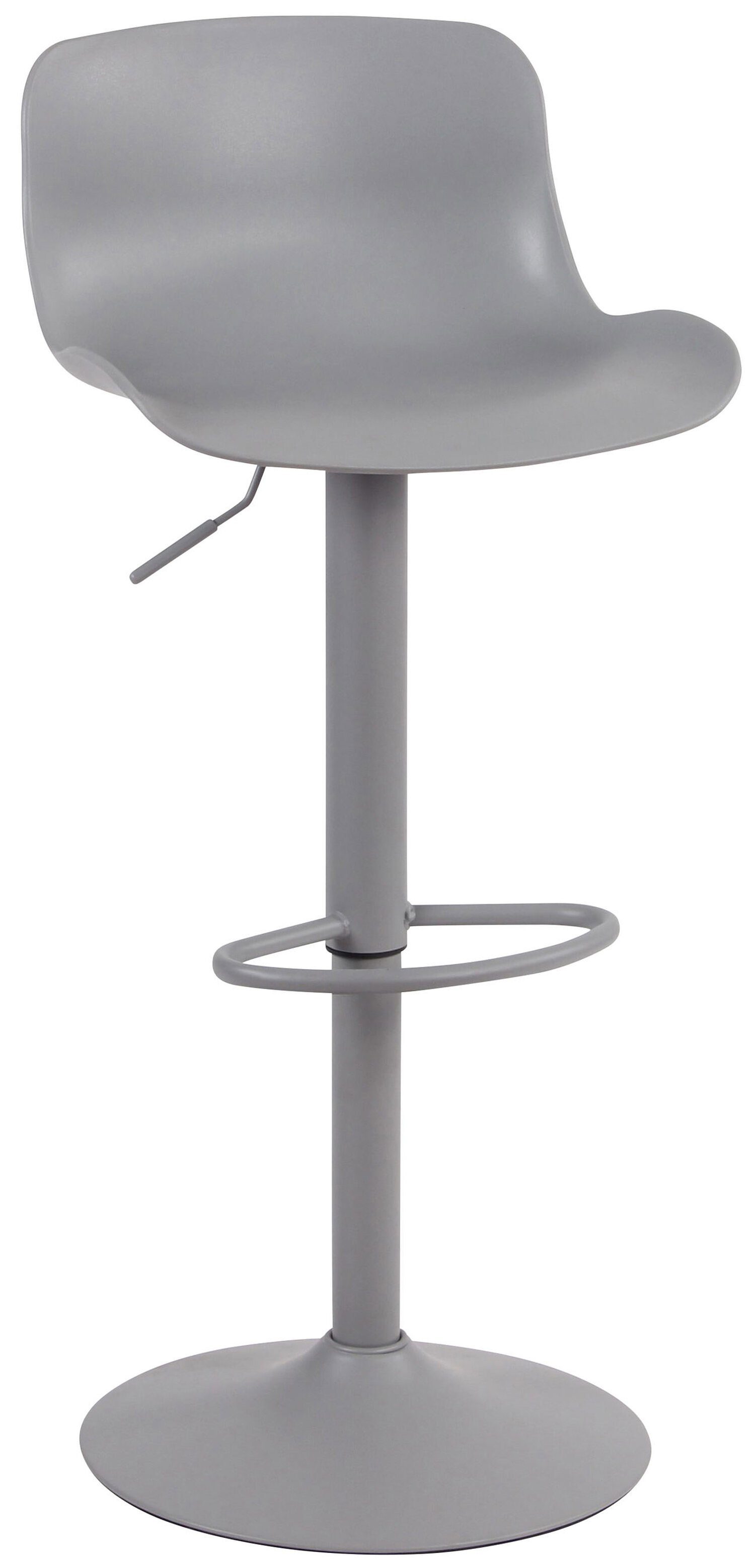 TPFLiving Barhocker Almeria mit bequemer Rückenlehne und angenehmer Fußstütze (Barstuhl Hocker für Theke & Küche - höhenverstellbar und drehbar), Gestell Metall grau - Sitzfläche: Kunststoff Grau