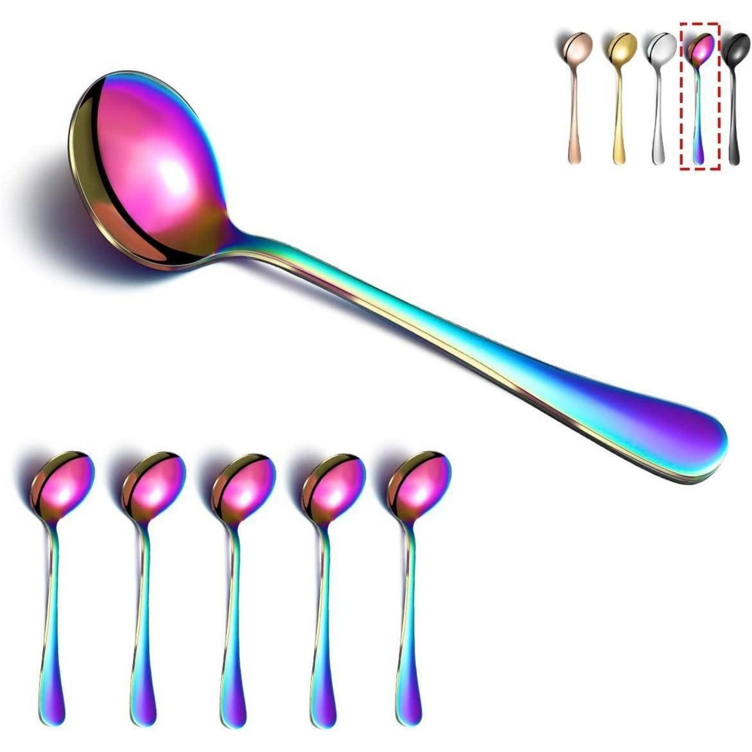 LuxusKollektion Suppenlöffel Suppenlöffel Edelstahl Regenbogen Titan 5. 6 Stück Regenbogen