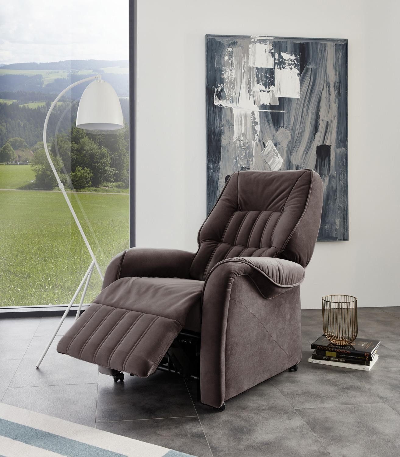 himolla TV-Sessel Fernsehsessel FRED, Braun, Polyester, 2-motorig, Elektrisch verstellbar