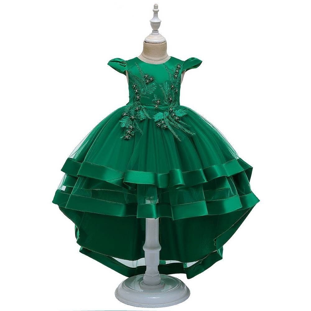 Abendkleid Kleid Stickerei (1-tlg) Grün Mädchen mit Vokuhilakleid Kurzarm LAPA