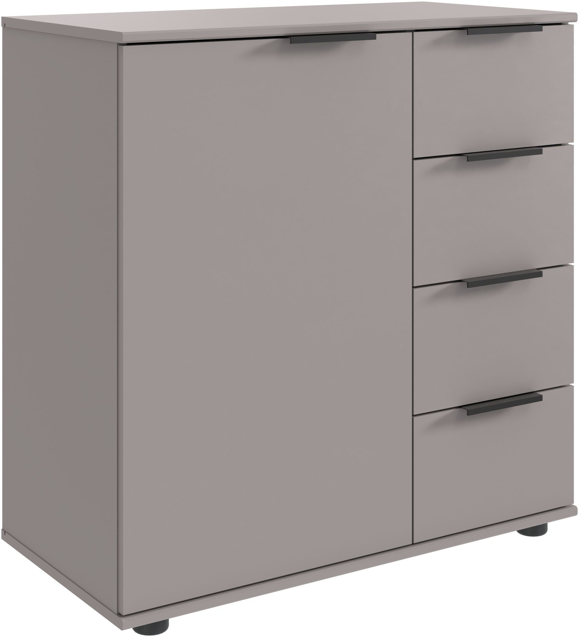 Wimex Kombikommode Tilburg, 81x43x83cm, Made in Germany, mit schwarzen Metallgriffen, Stauraum hinter 1 Tür und in 4 Schubladen