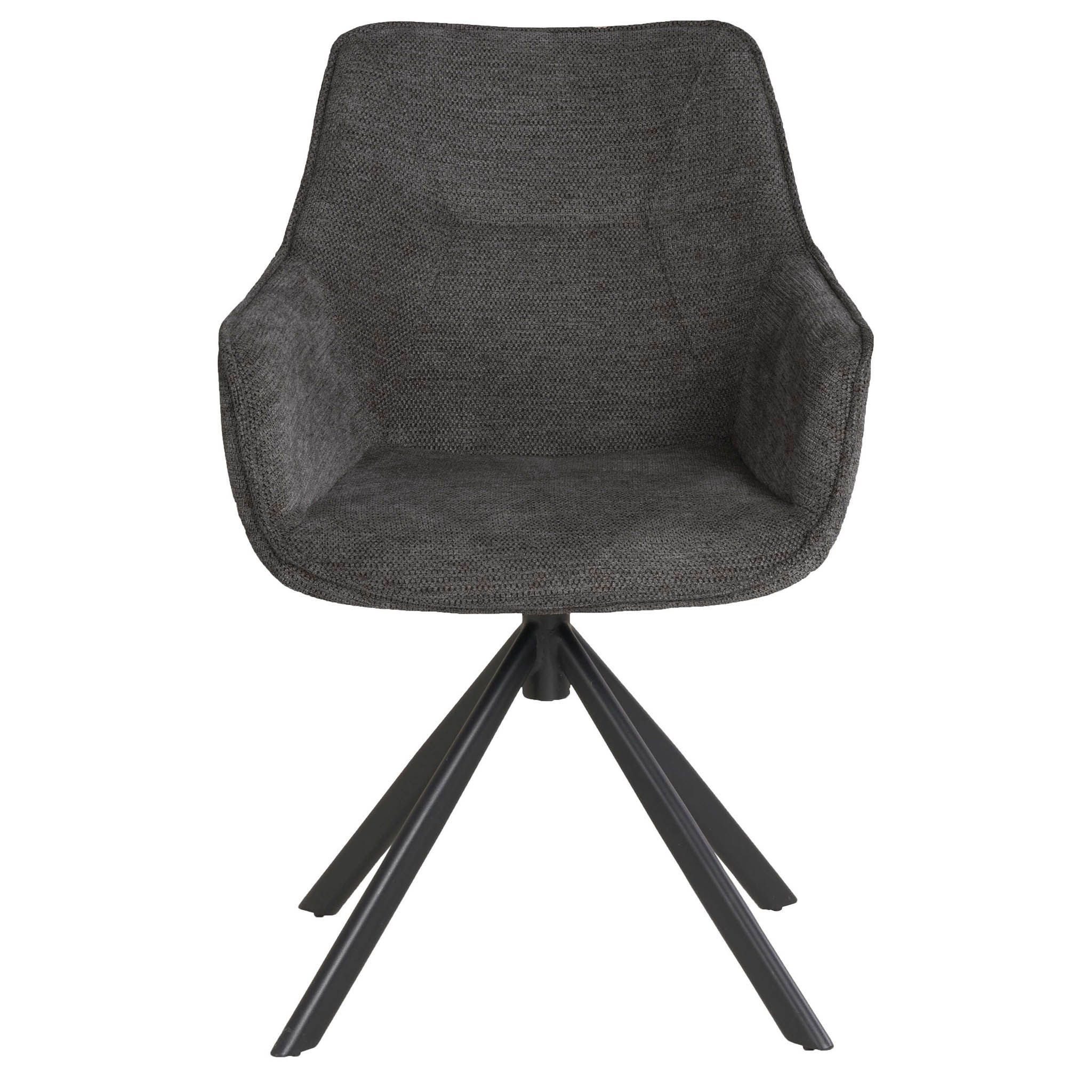 bene living Loungesessel San Carlo - drehbar - dunkelgrau (1-St), schwarzes Metall-Gestell - bequeme Arm- und Rückenlehne