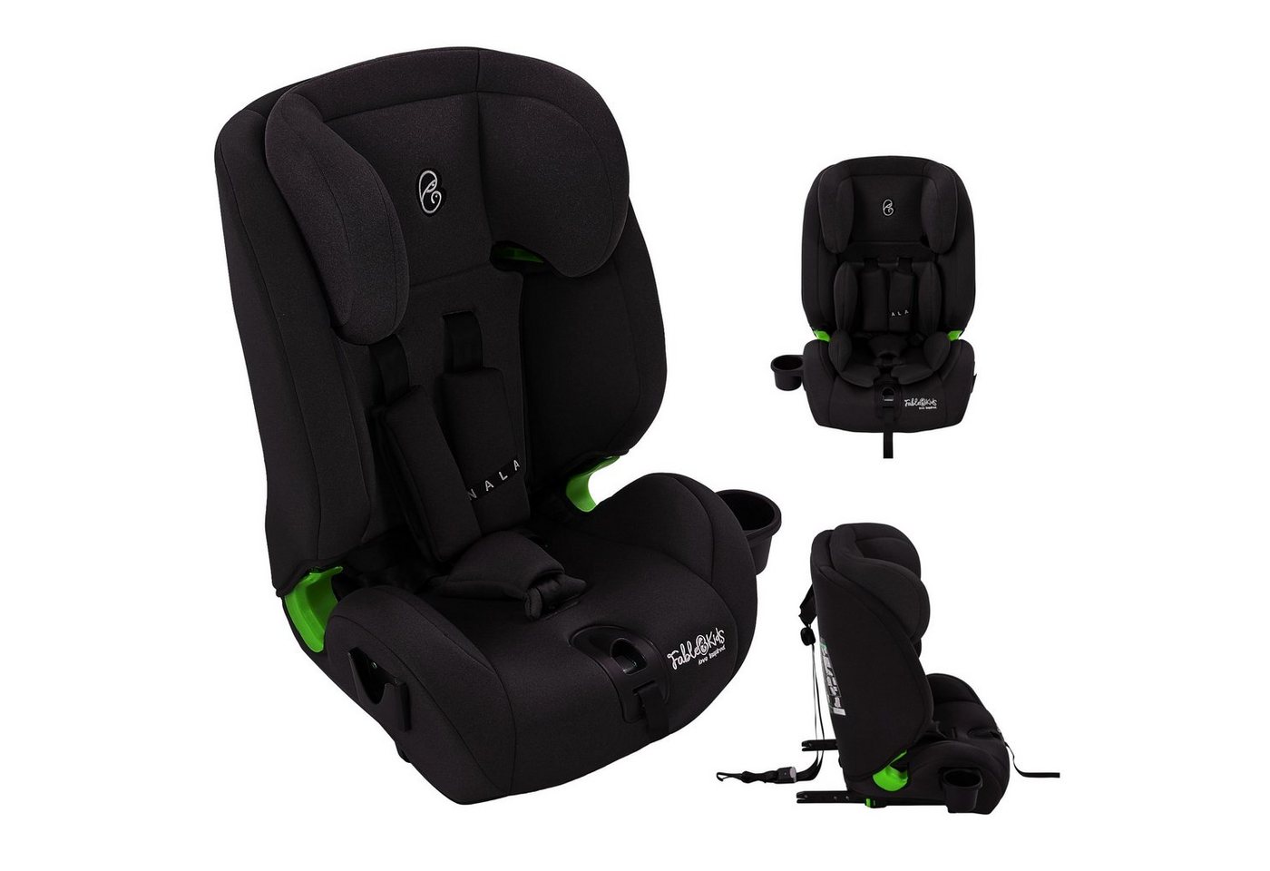 FableKids Autokindersitz NALA Autositz i-Size Kinderautositz mit Isofix 76-150 cm ECE R129/03, ab: 15 Monate, bis: 12 Jahre, ab: 76,00 cm, bis: 150,00 cm, (Schwarz)