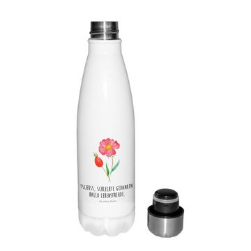 Mr. & Mrs. Panda Thermoflasche Blume Hagebutte - Weiß - Geschenk, schlechte Gedanken, Frühlings Deko, Liebevolle Designs