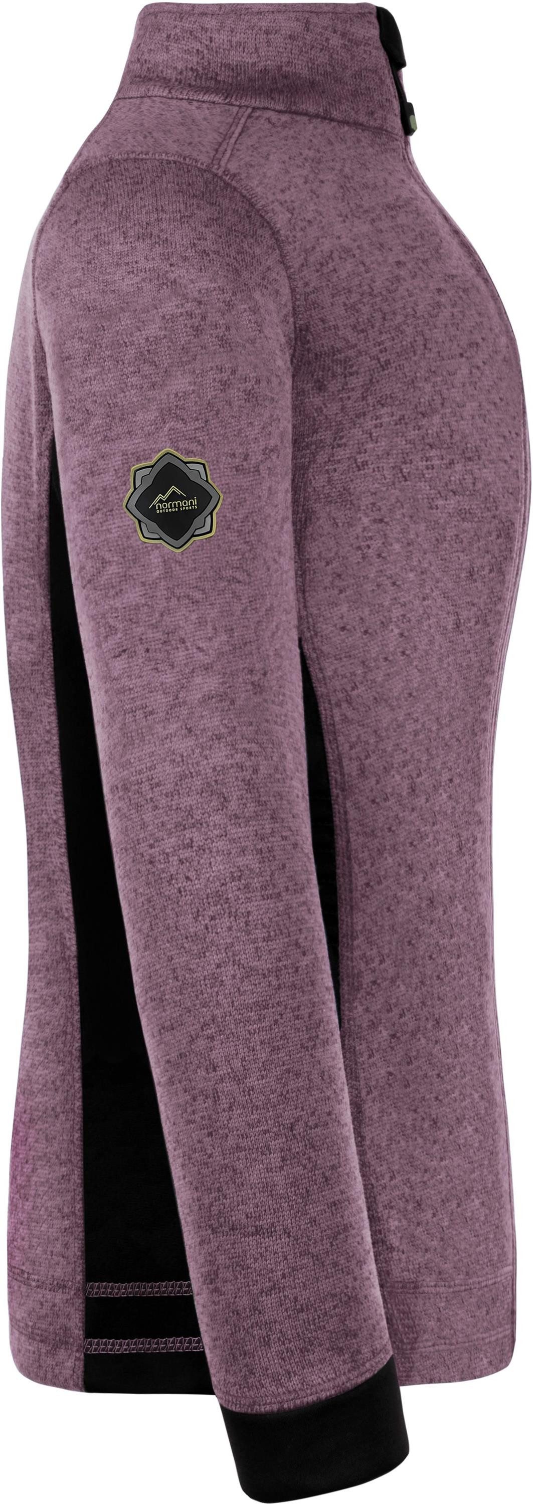 normani Fleecejacke Damen Strickjacke Pukaskwa Strickfleecejacke Fleecejacke mit Stehkragen und Seitentaschen