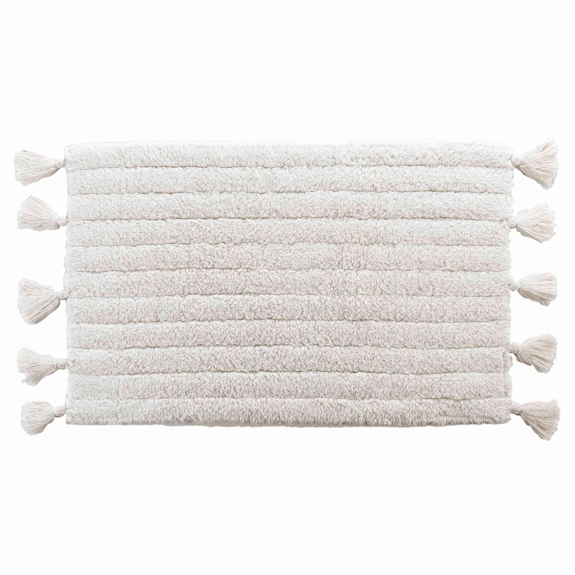 Douceur d'intérieur Badematte Badematte MINATIS, 100% Baumwolle, mit Fransen, 50 x 80 cm, Höhe 2.5 mm, für Badezimmer geeignet, angenehme Trittkomfort, Badematte