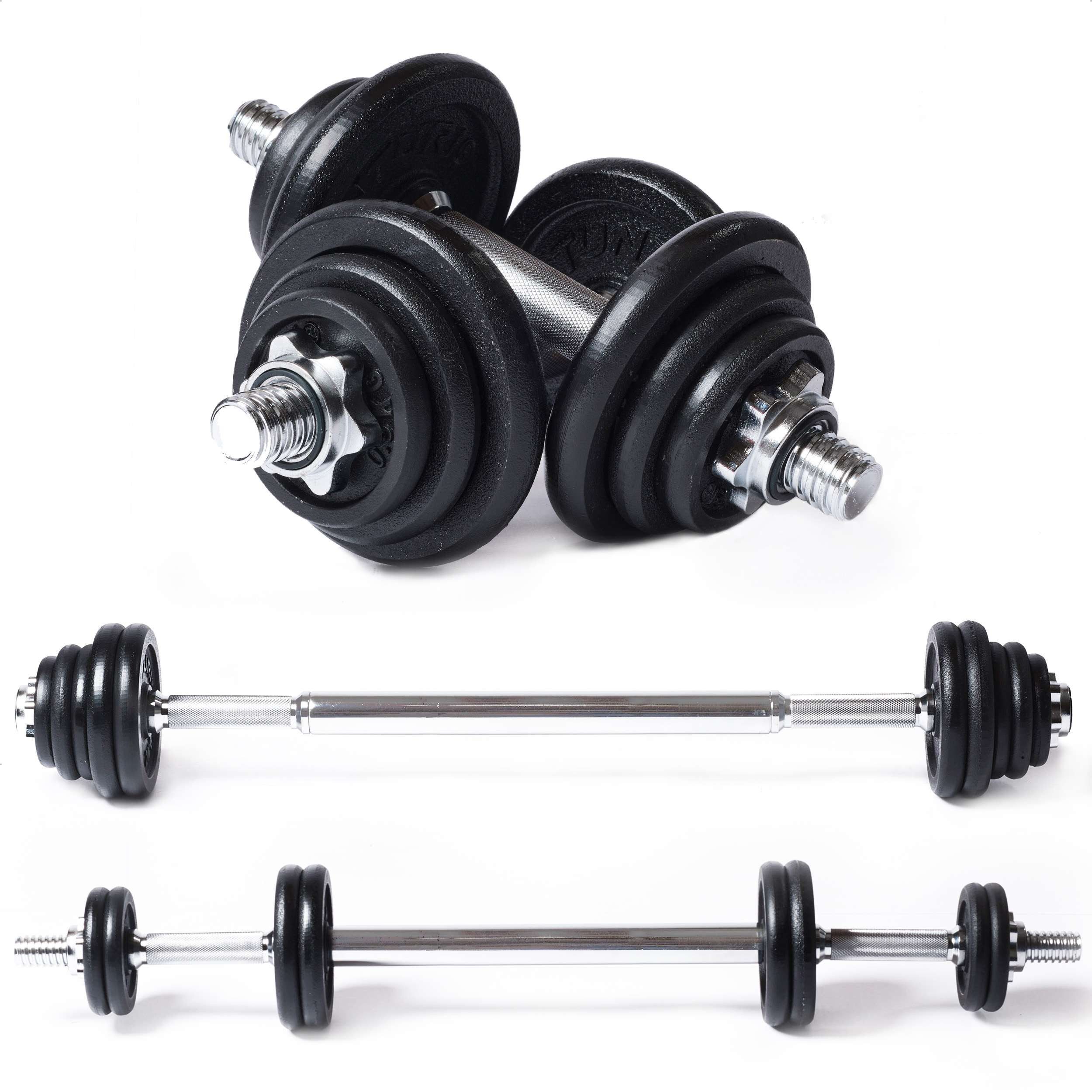 Tunturi Dumbbell Gewichtsset für Hanteln und Kurzhanteln - 20 kg Hantelset - Hantelstan