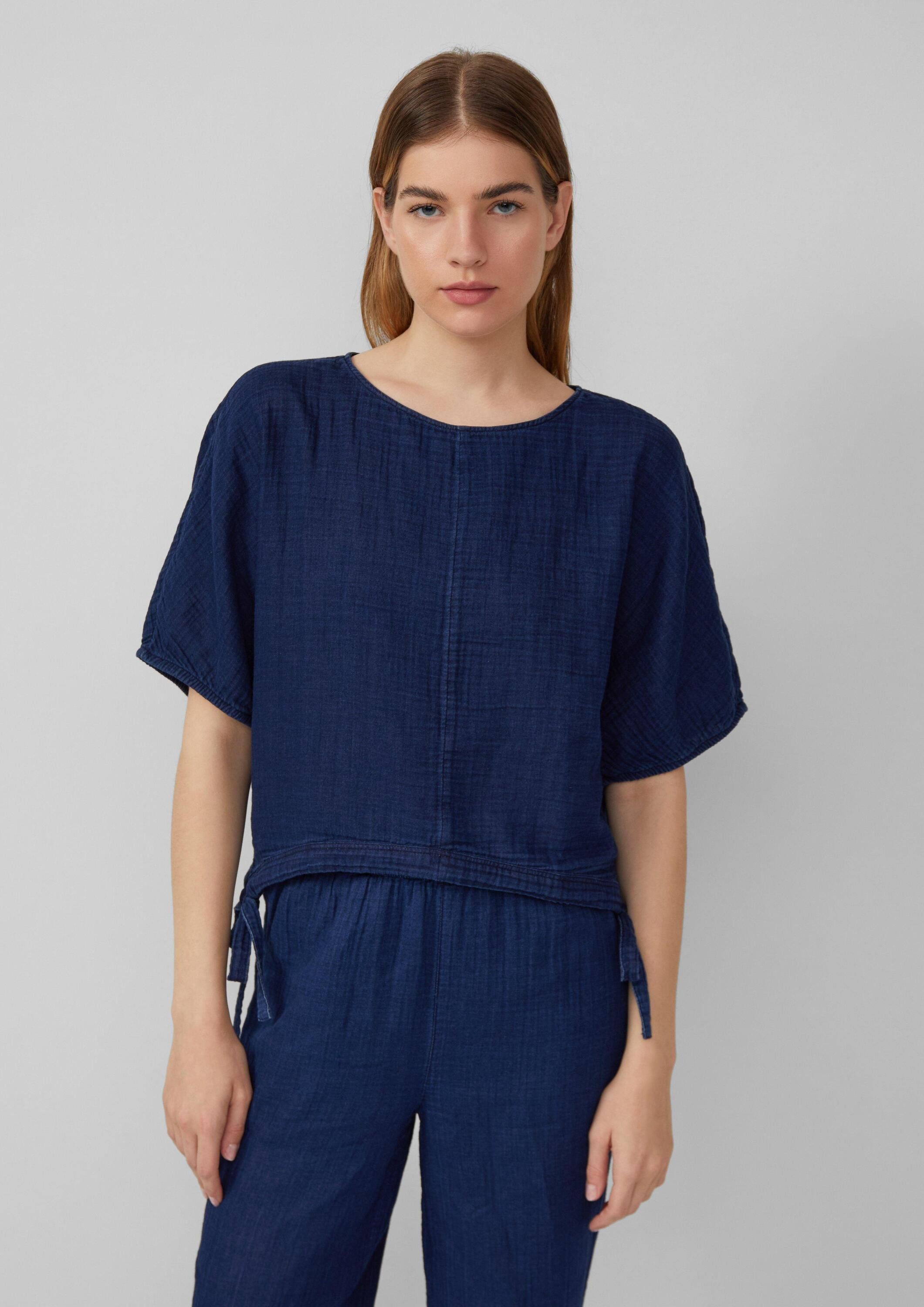 s.Oliver Kurzarmbluse Bluse Indigo dyed Bluse mit kurzen Fledermausärmeln günstig online kaufen