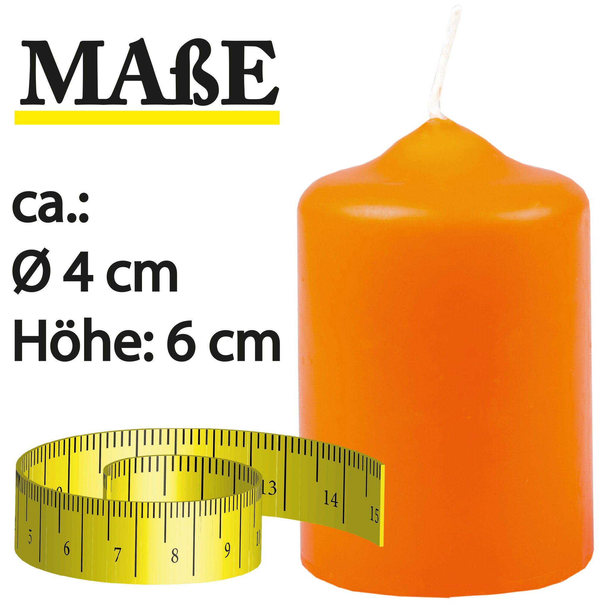 HS Candle Stumpenkerze aus Wachs (6-tlg., Dekolicht), Ø4xH6 cm Teelichtgröße, 7h Brenndauer je Kerze, Wachsmischung
