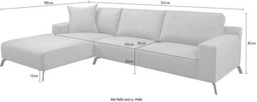 WERK2 Ecksofa Faro L-Form, XXL Design Ecksofa mit hohem Komfort in trendigem Cord & Samtvelours