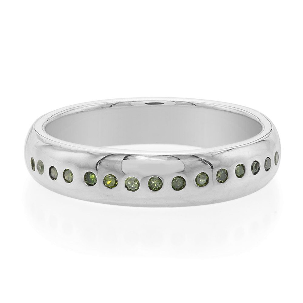 Cavill Diamantring Smaragdgrüner Diamantring 0,1 ct, 925 Silber, Bezel Design Gr.17 (1-tlg)