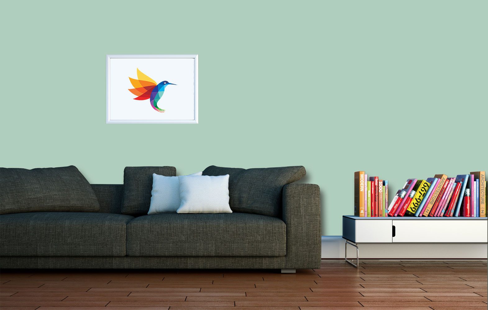 RyFo Colors Wand- und Deckenfarbe Manufakturweiß Grüntöne,1 L reicht für ca. 8 m², Deckkraft-/Nassabriebklasse 1, matt, atmungsaktiv, für Innenräume