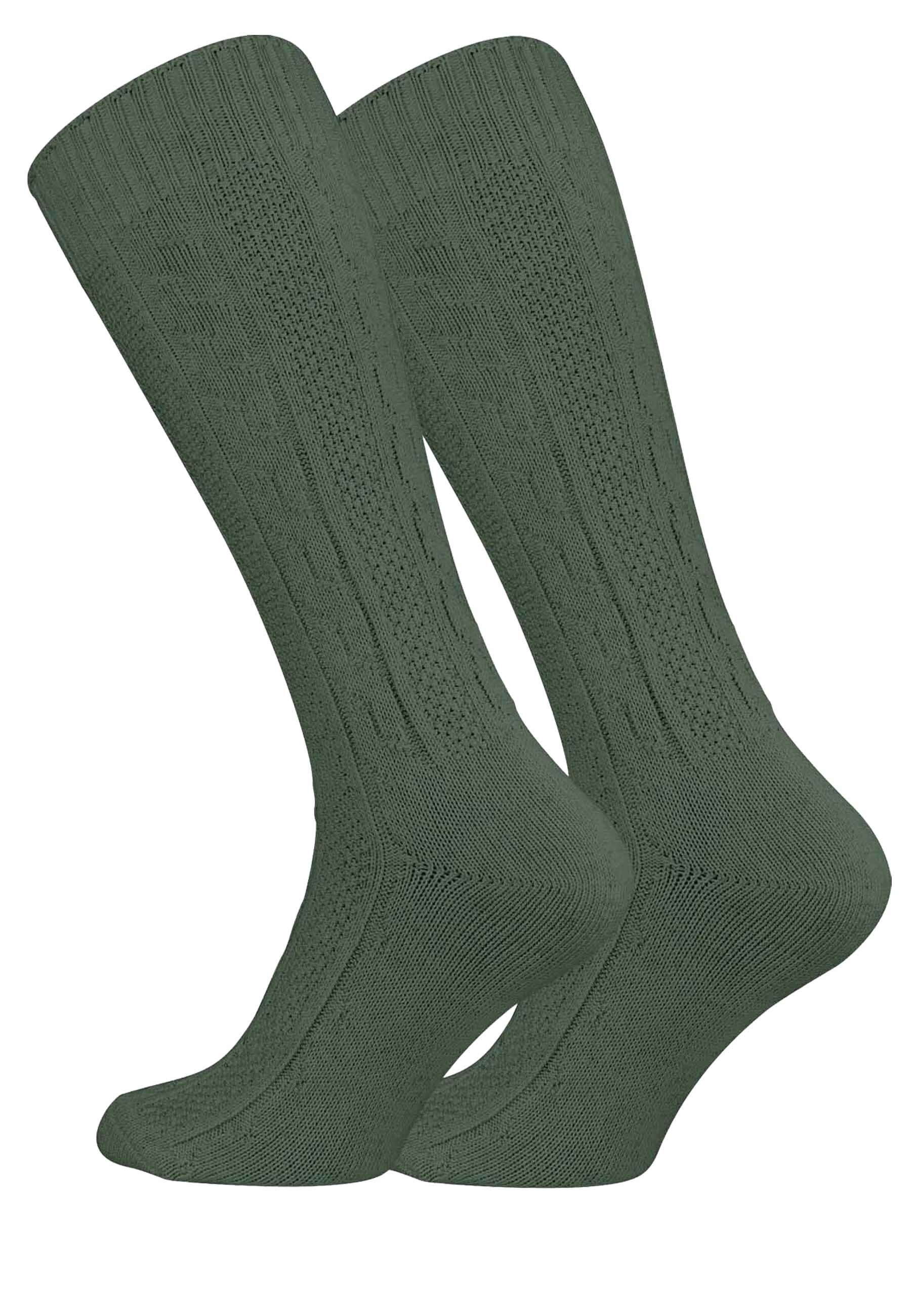 Grün (2-Paar) mit Prime® Socken Zopfmuster Cotton