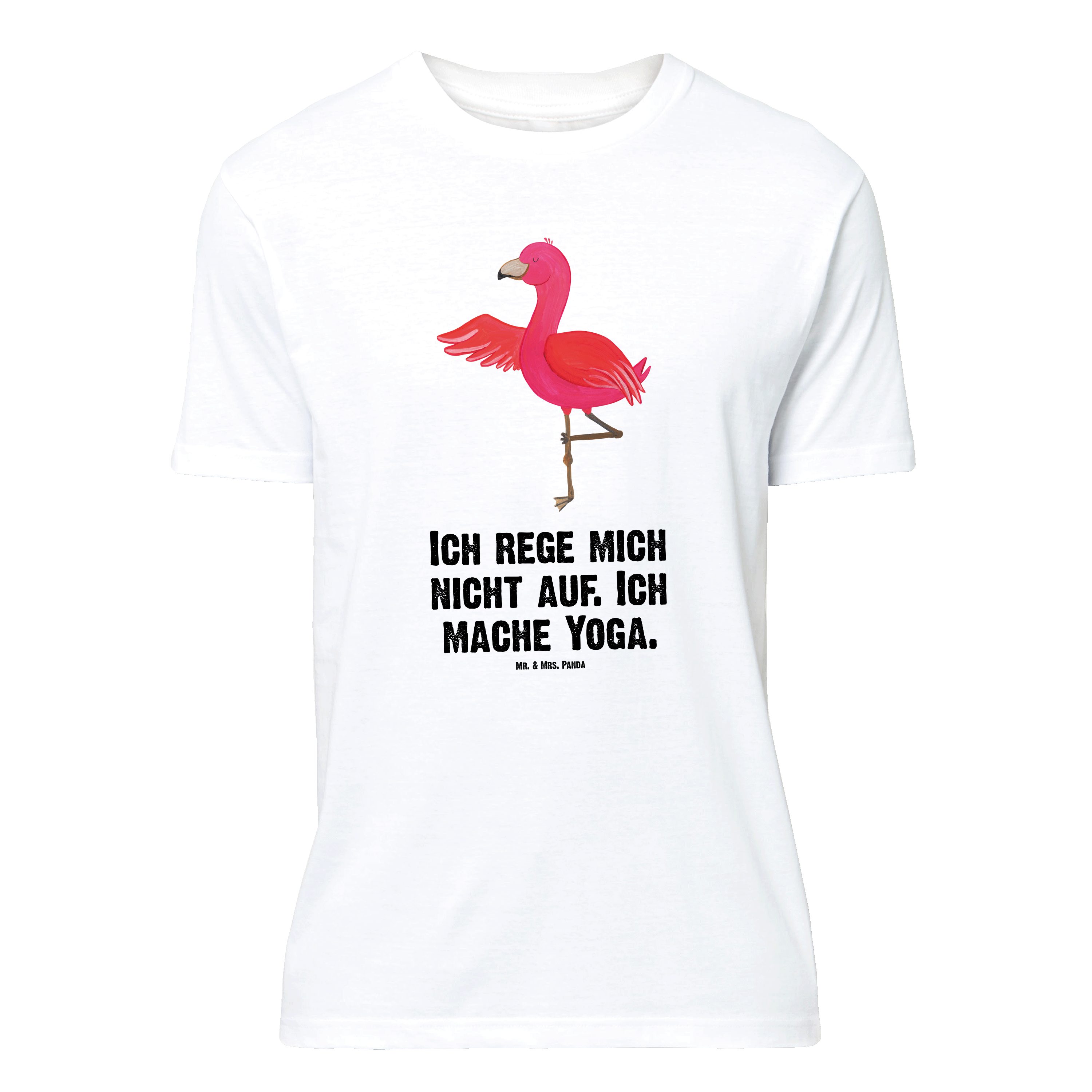 Mr. & Mrs. Panda T-Shirt Flamingo Yoga, Größe M T-Shirt, Weiß, Herren, Namaste, Shirt, Tshirt, (Packung) Tshirt Flamingo Vogel
