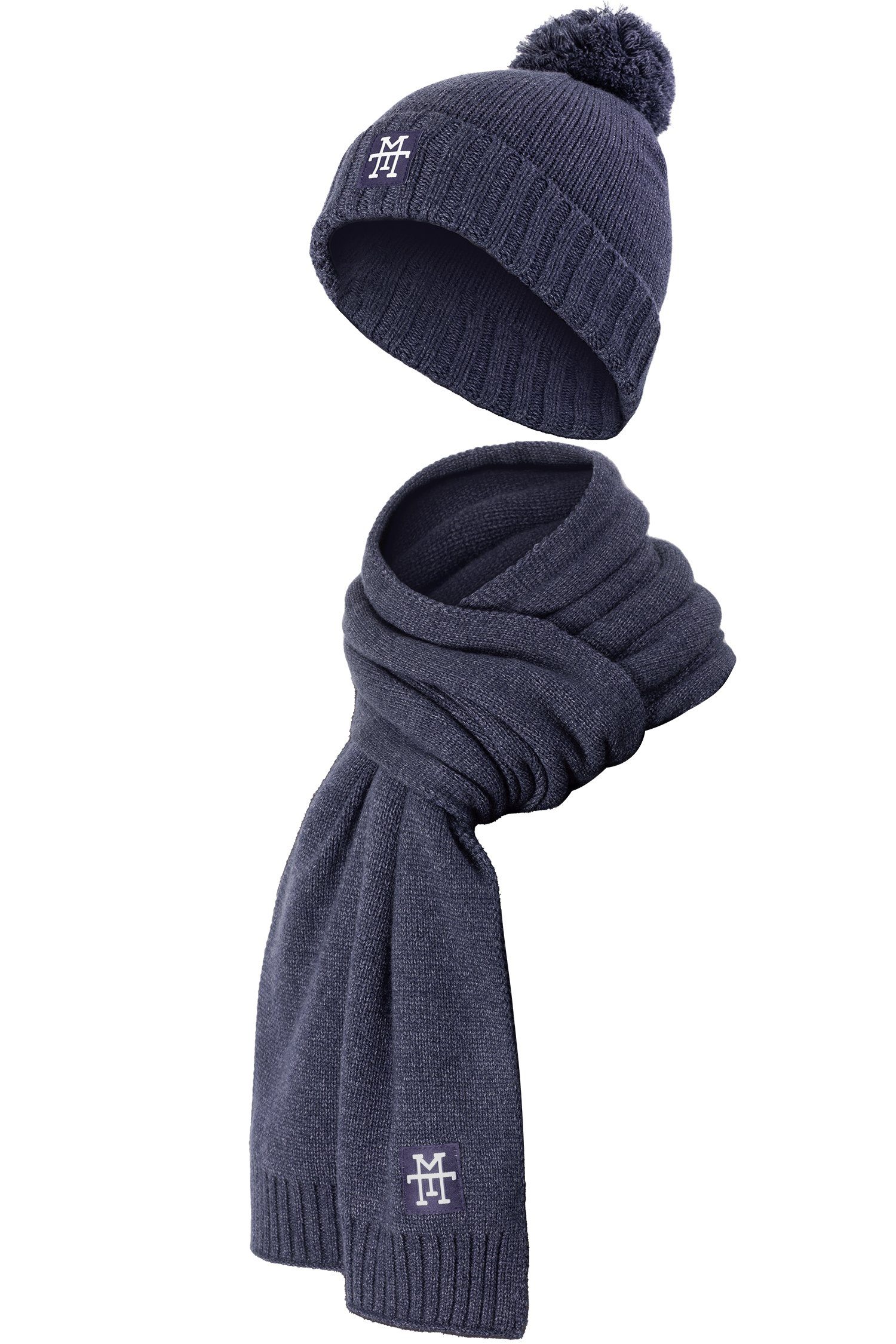 Manufaktur13 Bommelmütze & Schal, Winterschal & Beanie Set, Herren & Damen, Geschenk (Set, Mütze und Schal) 2 in 1