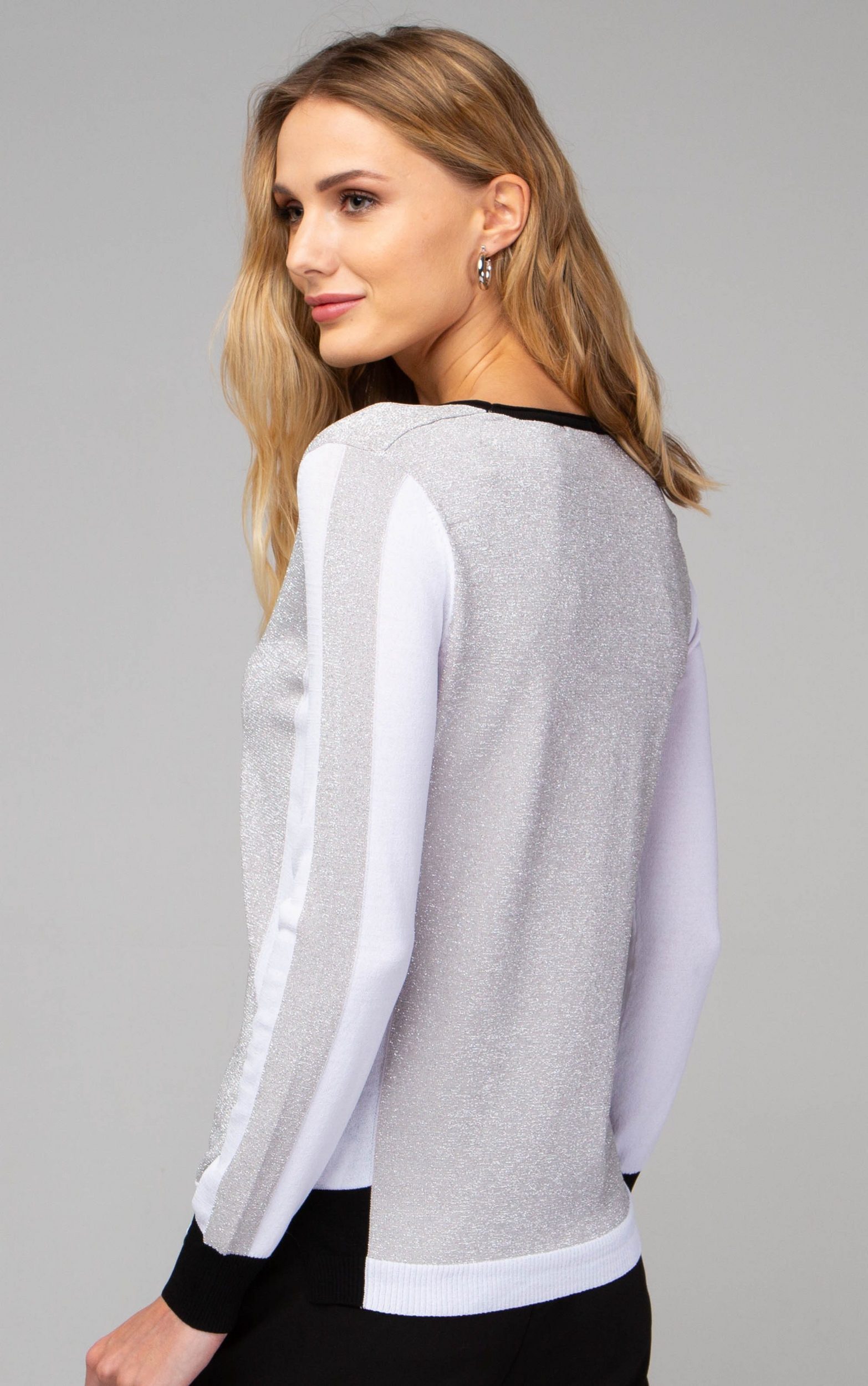 Passioni Strickpullover mit Lurex und schwarzen günstig online kaufen