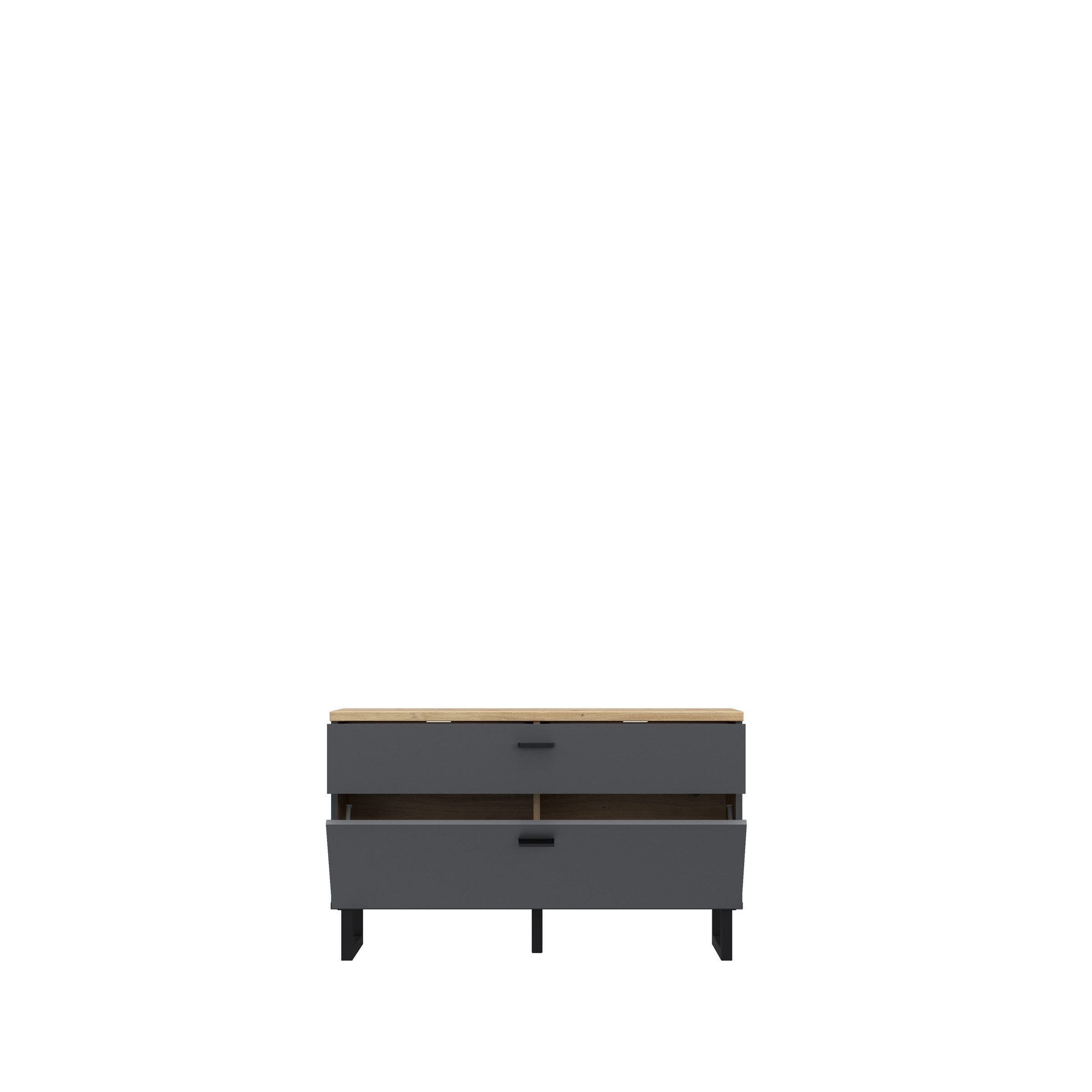 FORTE TV-Schrank in Artisan Eiche / Uni Wolfram grau