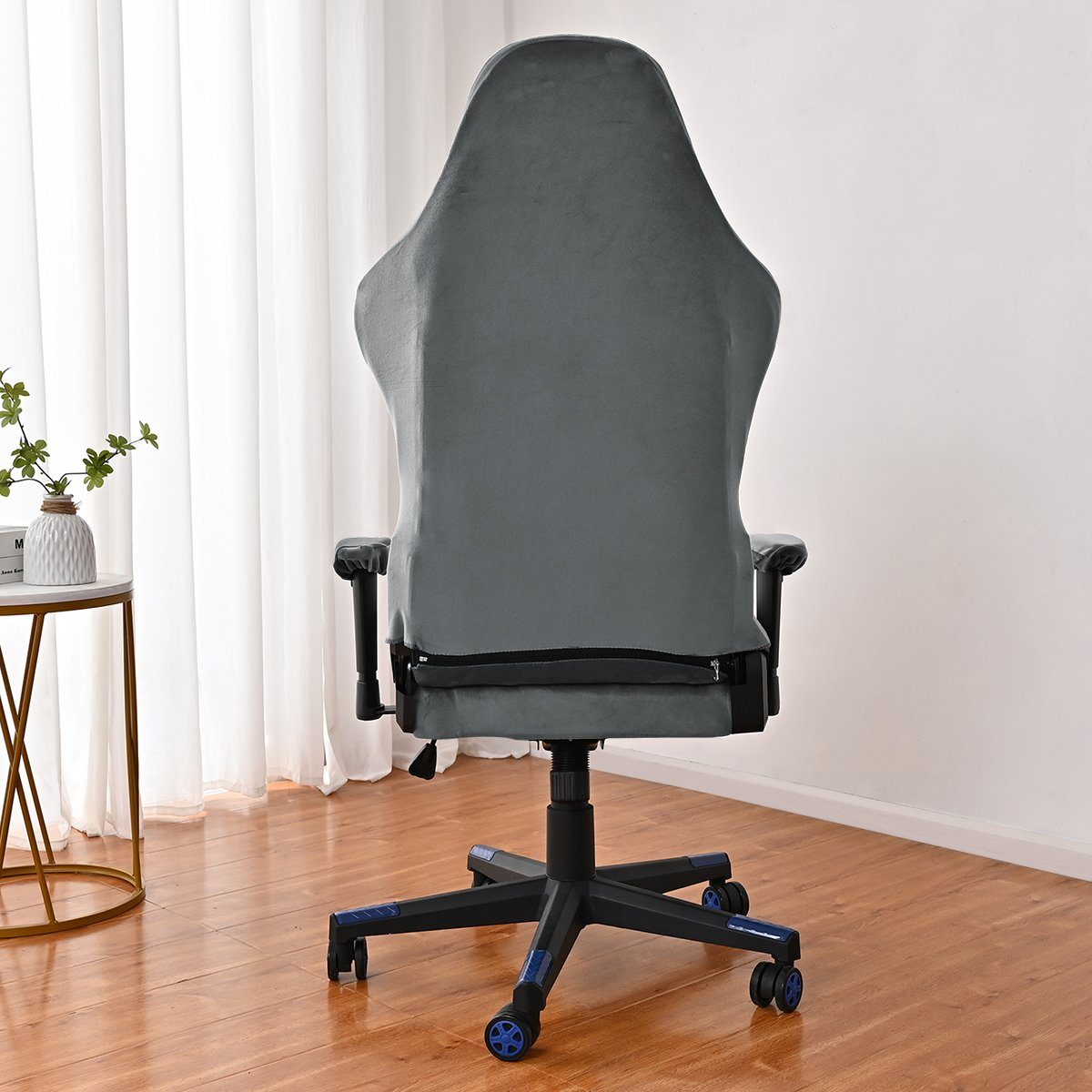 Gaming-Stuhl-Abdeckung, Sessel-Sitzbezug-Schutz Dunkelgrau Bürostuhlhusse, HOMEIDEAS,