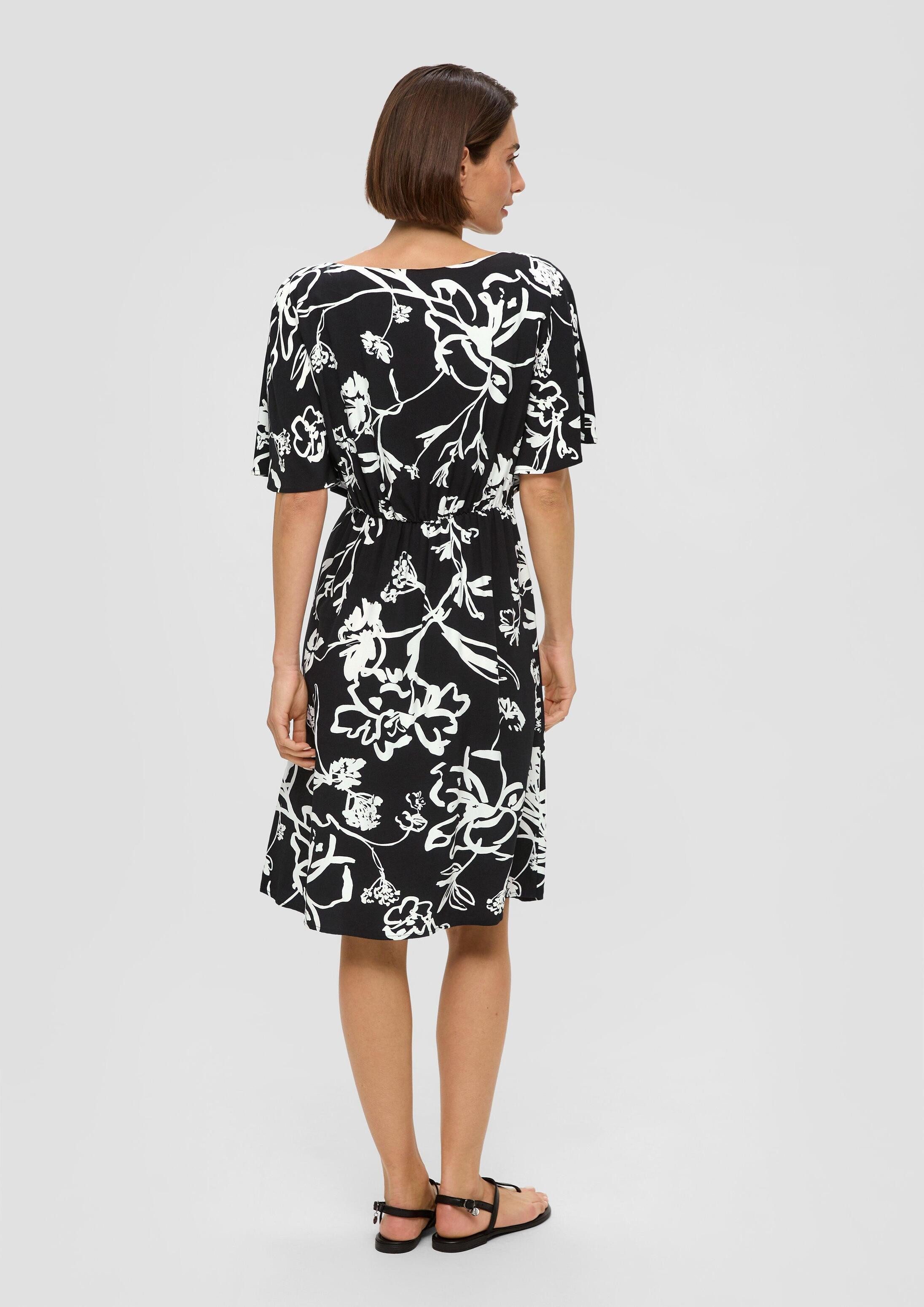 s.Oliver Minikleid Kleid Midkleid mit All-over-Print und Flügelärmel