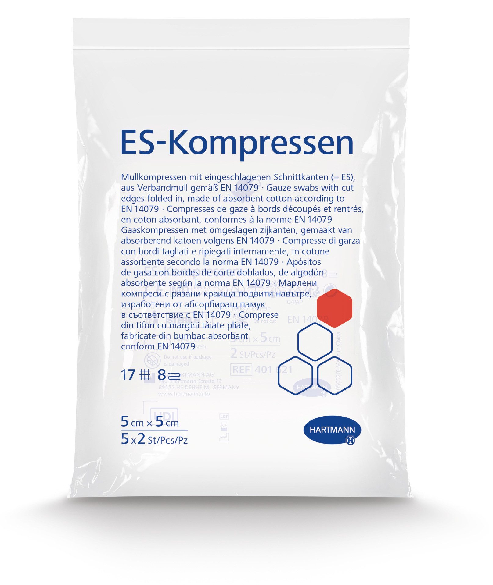 HARTMANN Wundpflaster HARTMANN ES-Kompressen steril 5 x 5 cm 8-fach 10 Stück