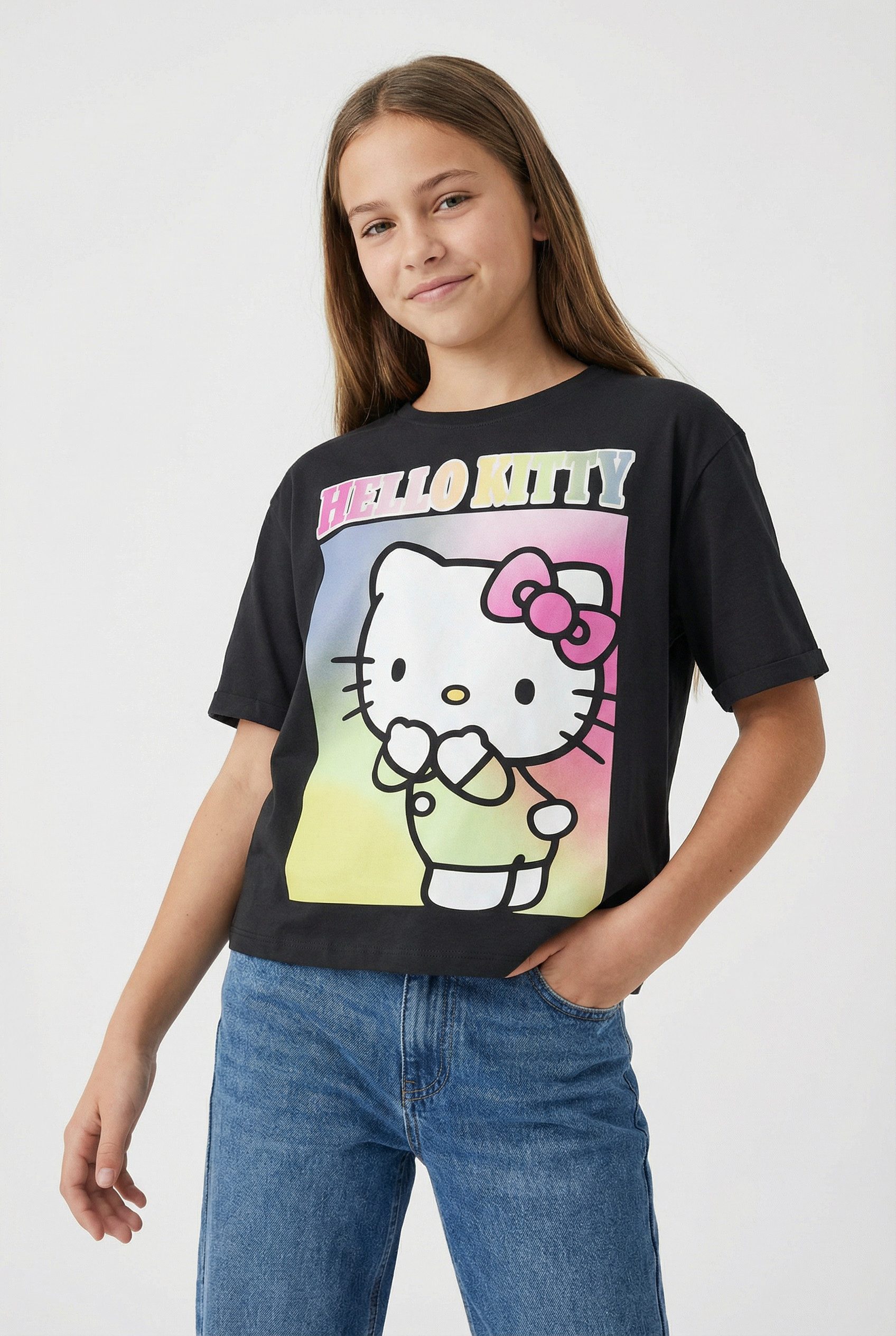 Name It Kurzarmshirt NKFFORMA HELLOK SS NREG TOP BOX NOOS SKY Baumwollmischung, mit Frontdruck