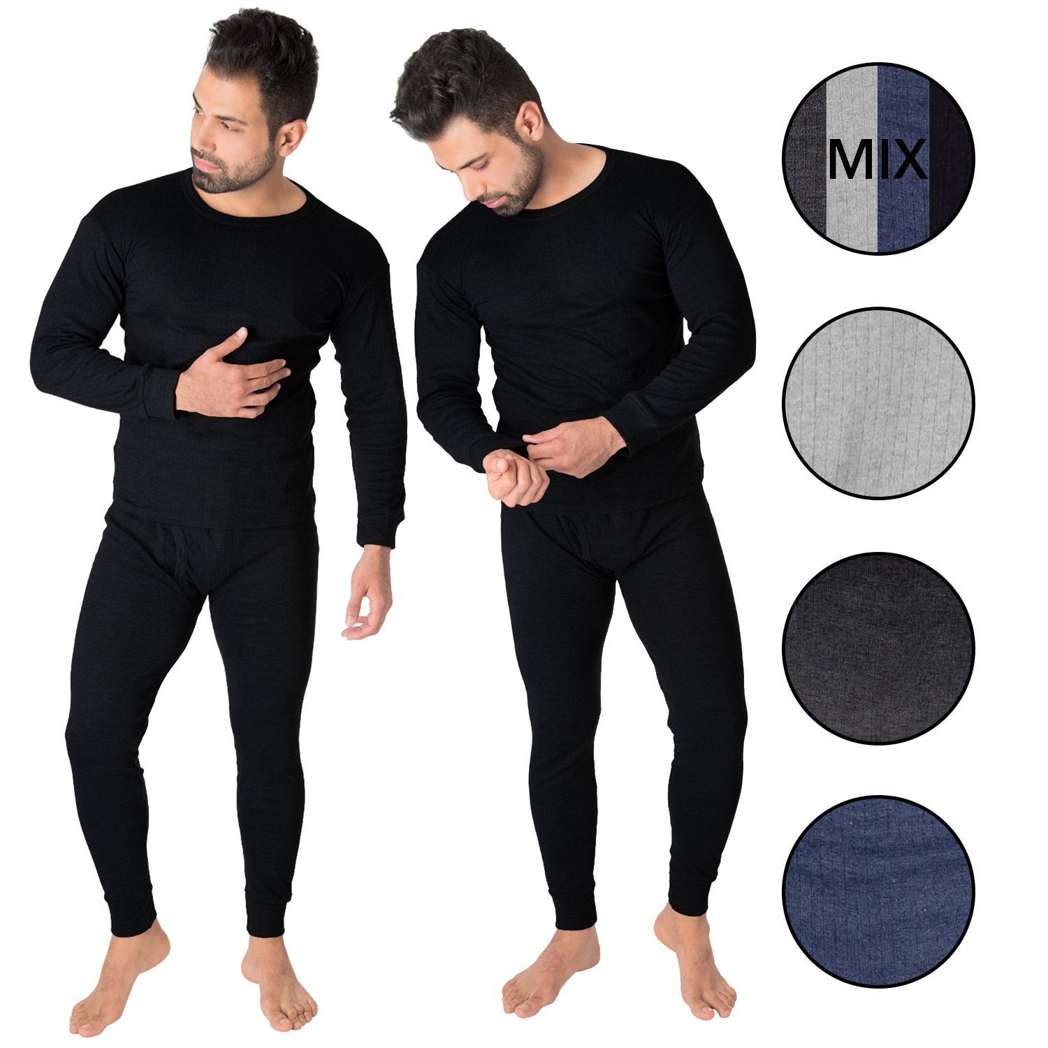 Black + Unterhose Thermounterhemd Schwarz 2x Snake cushy (Set, Set Thermounterwäsche 2-St) Unterhemd