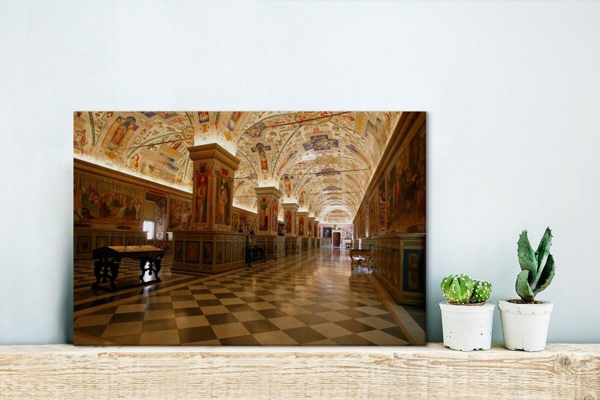 Saal Wanddeko, Leinwandbild Vatikanischen Bibliothek (1 St), Wandbild Museum, cm OneMillionCanvasses® Aufhängefertig, Leinwandbilder, im der 30x20