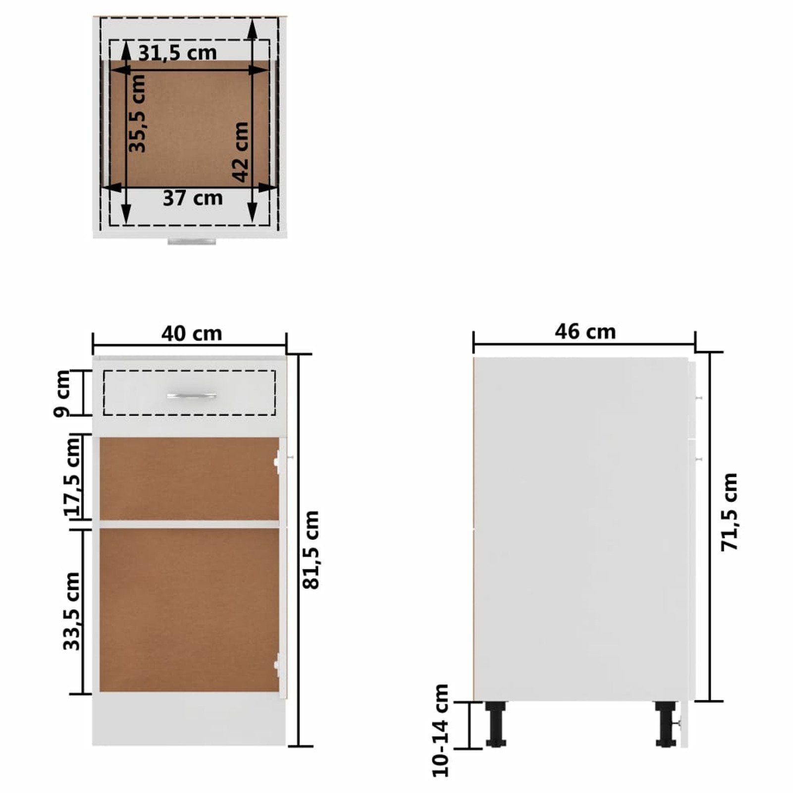 vidaXL Mehrzweckschrank Hochglanz-Weiß