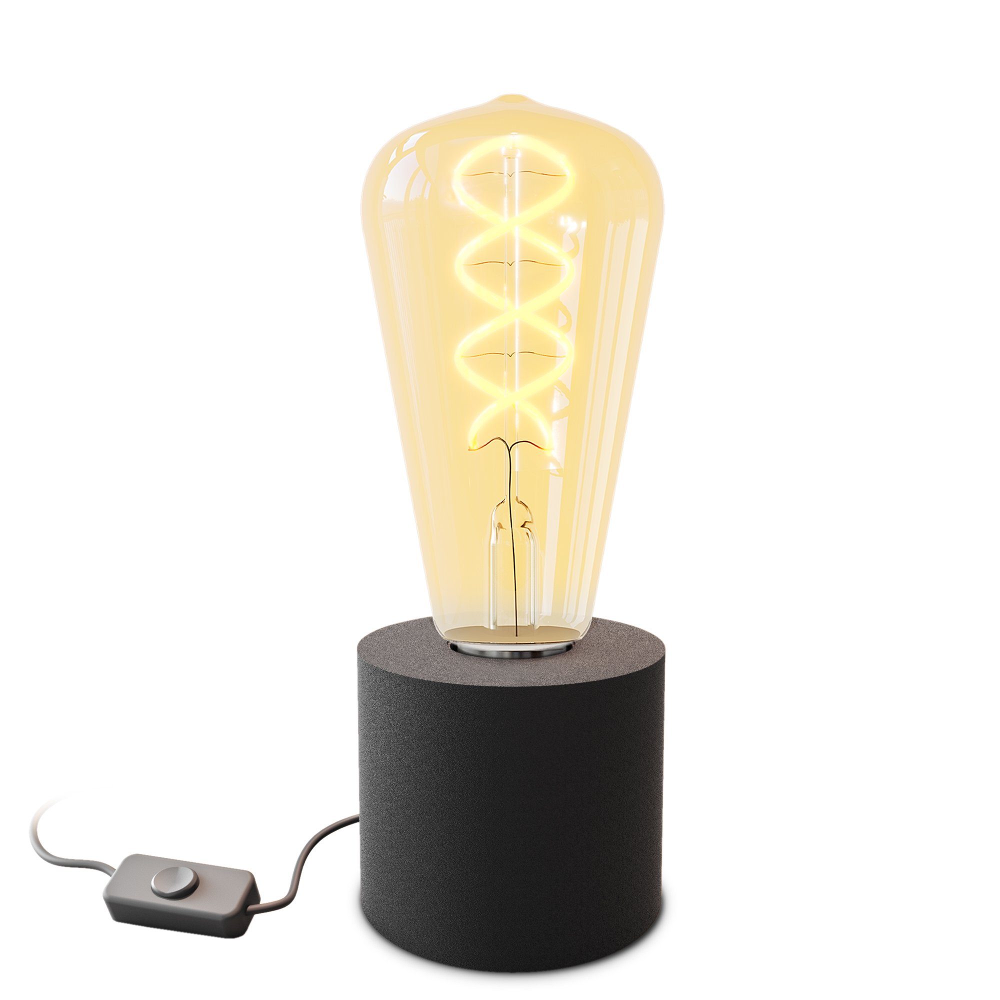 SSC-LUXon LED Spiegelleuchte NAMBI Wand- & Tischlampe schwarz mit Kabel & Stecker mit Edison LED, Extra Warmweiß