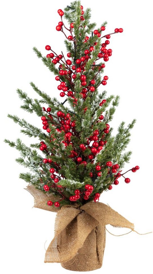 Schneider LED Baum Weihnachtsdeko, LED fest integriert, mit Beeren, in  Frost-Optik, mit 30 LEDs undTimerfunktion, H. ca. 88 cm