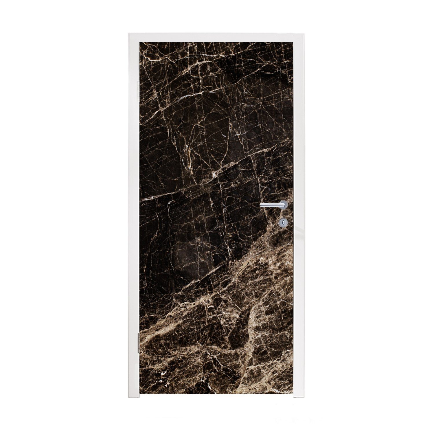 Schwarz, für Tür, (1 - Matt, 75x205 - MuchoWow cm St), bedruckt, Türtapete Marmor Fototapete Luxus Türaufkleber,