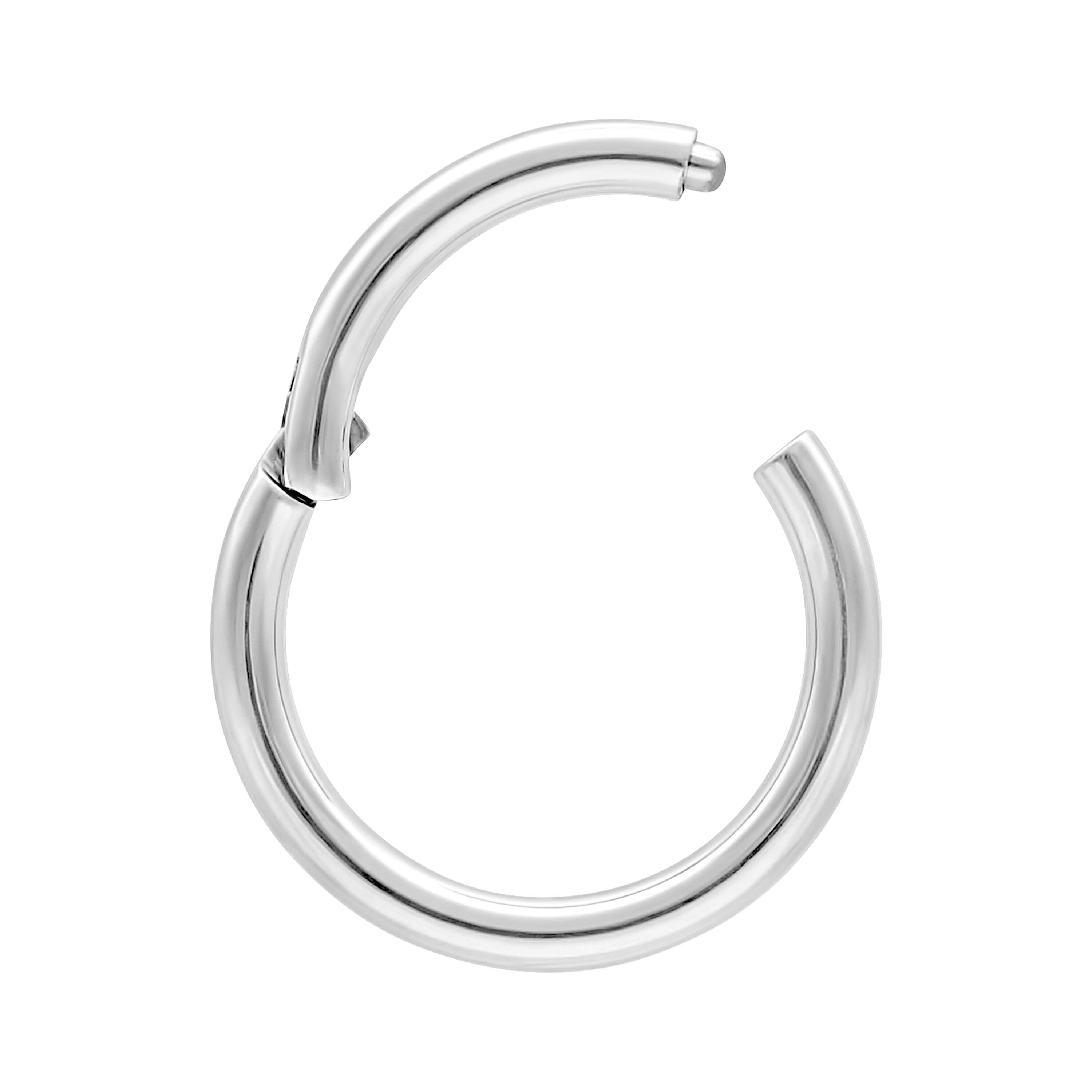 Wildcat Nasenpiercing Hinged Ring für Ohr, Lippe, Nase, Bauchnabel, 1 Stück, Titan Grad 23 - wasserfest, hautverträglich, Weißgold