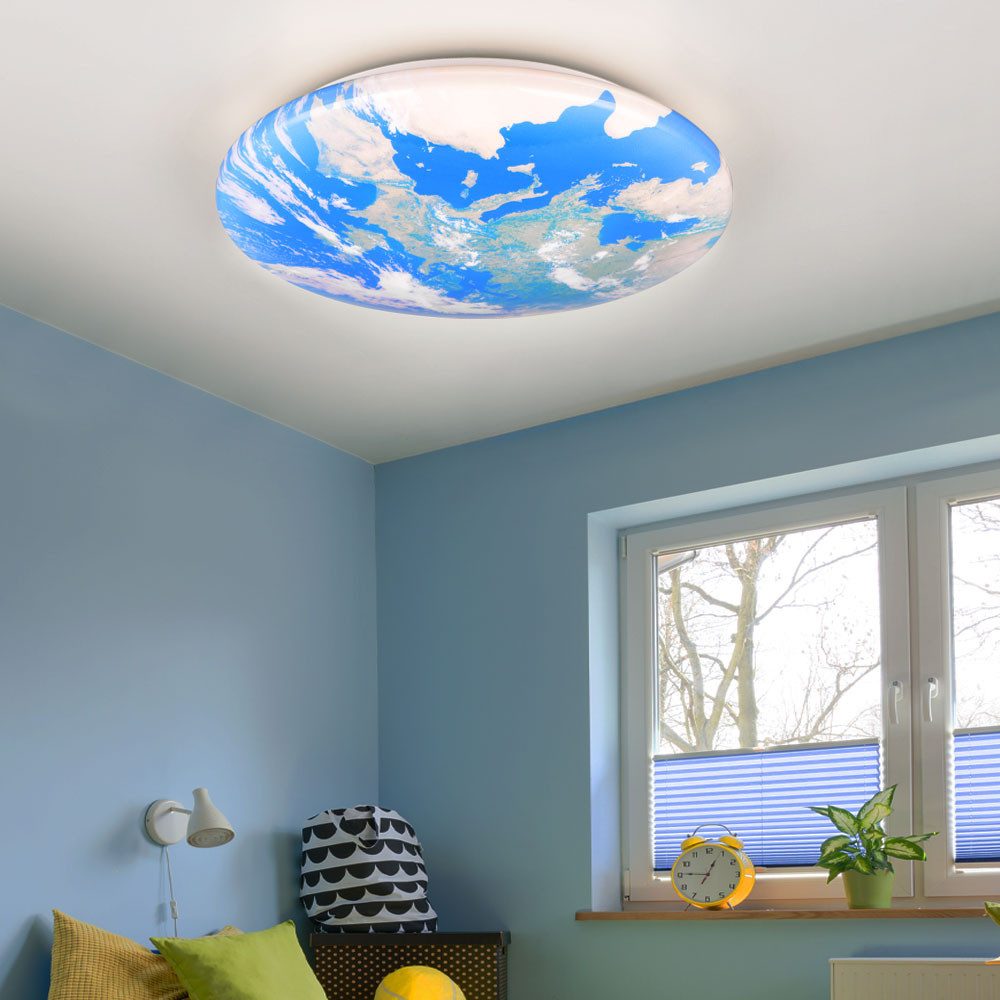 Reality Leuchten LED Deckenleuchte, LED-Leuchtmittel fest verbaut, Warmweiß, LED Deckenlampe Wohnzimmerleuchte Welt Deckenleuchte weiß