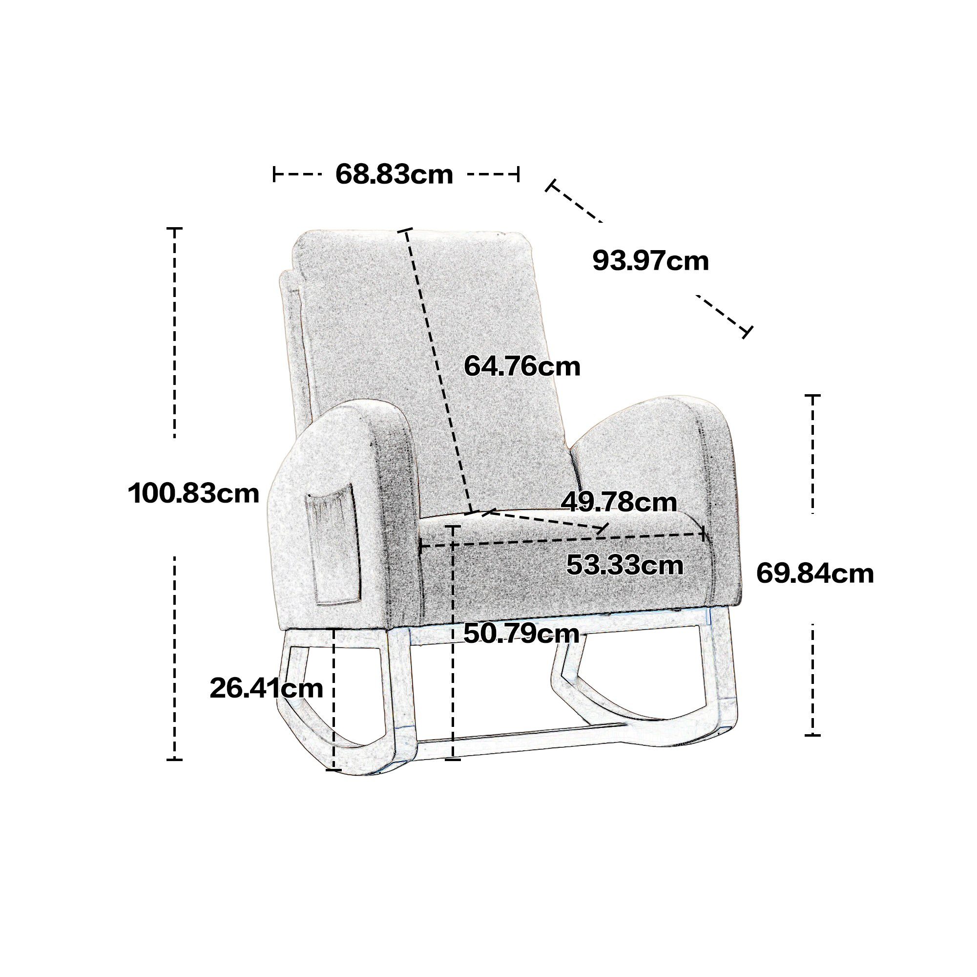 gepolsterter Beige/Grau/Braun Loungesessel Einzelstuhl Seitentaschen Schaukelstuhl Odikalo