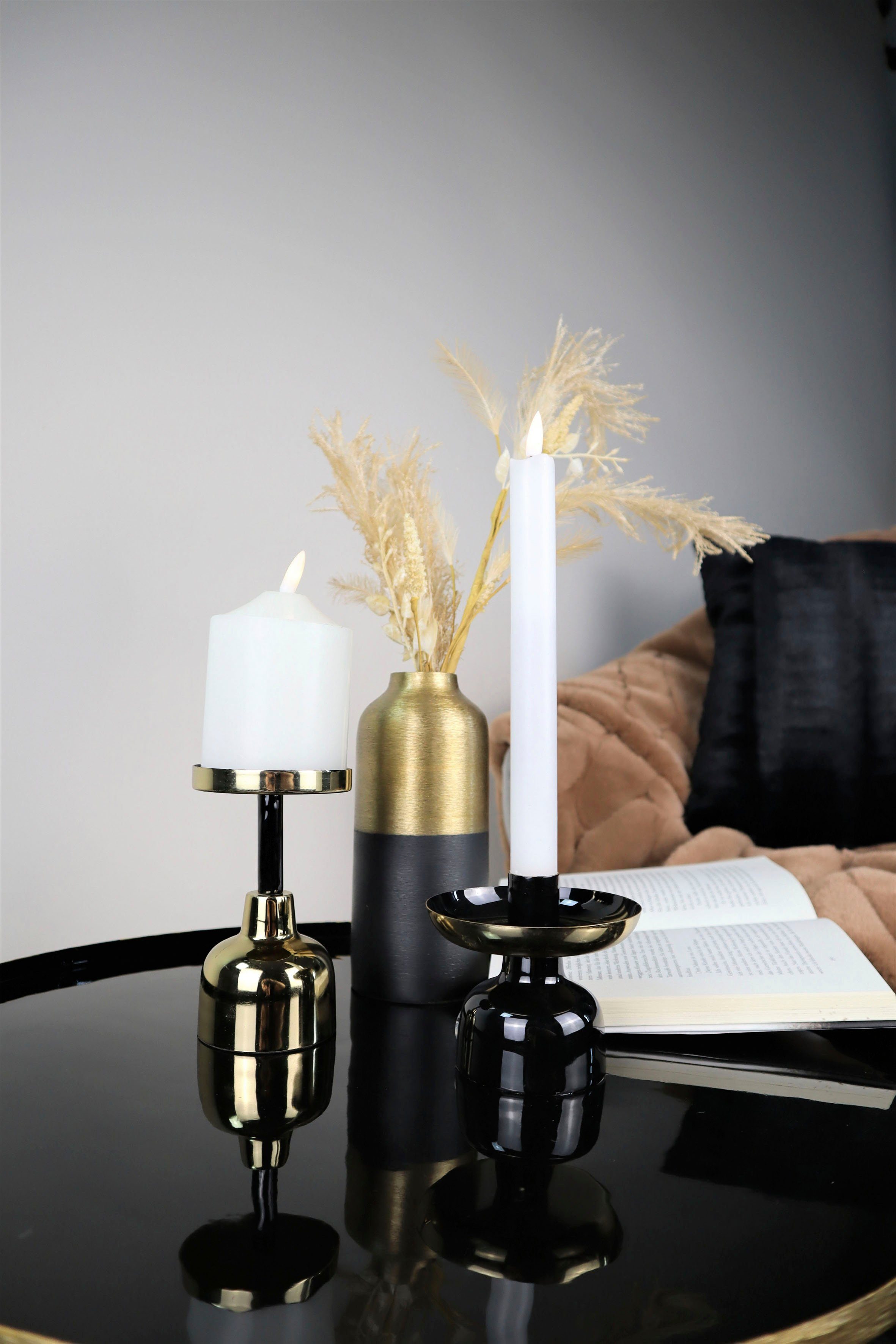 AM Design Kerzenhalter aus Metall (Set, 2 Stumpenkerzenhalter, Höhe 13,5 cm ca. St)
